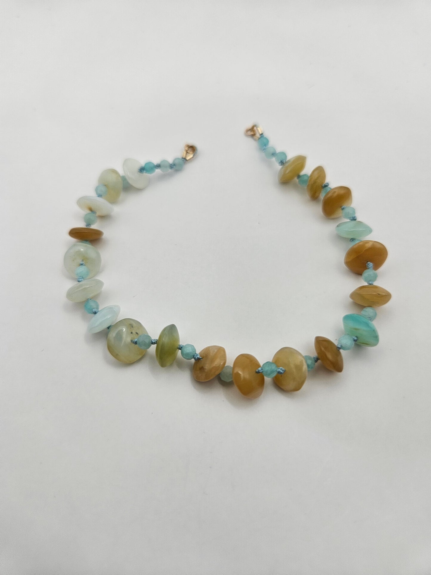 Genuine Peruvian Opal & Amazonite Bead 14k GF Bracelet