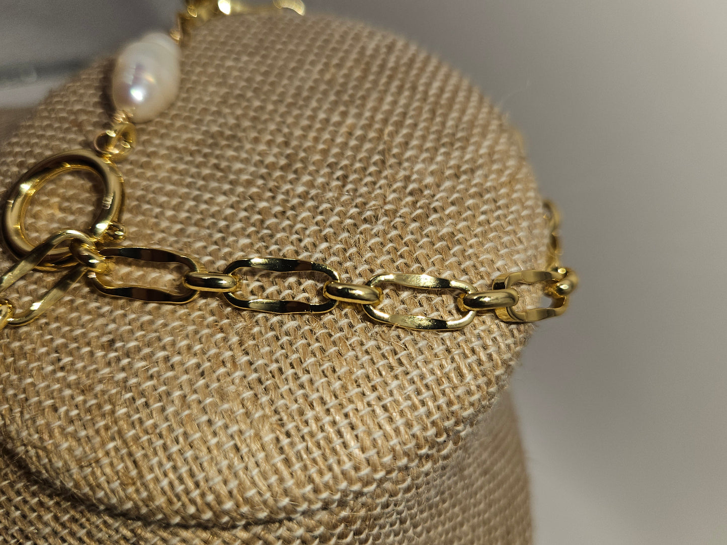 14kgf Shell Locket with Freshwater Baroque Pearl Bracelet