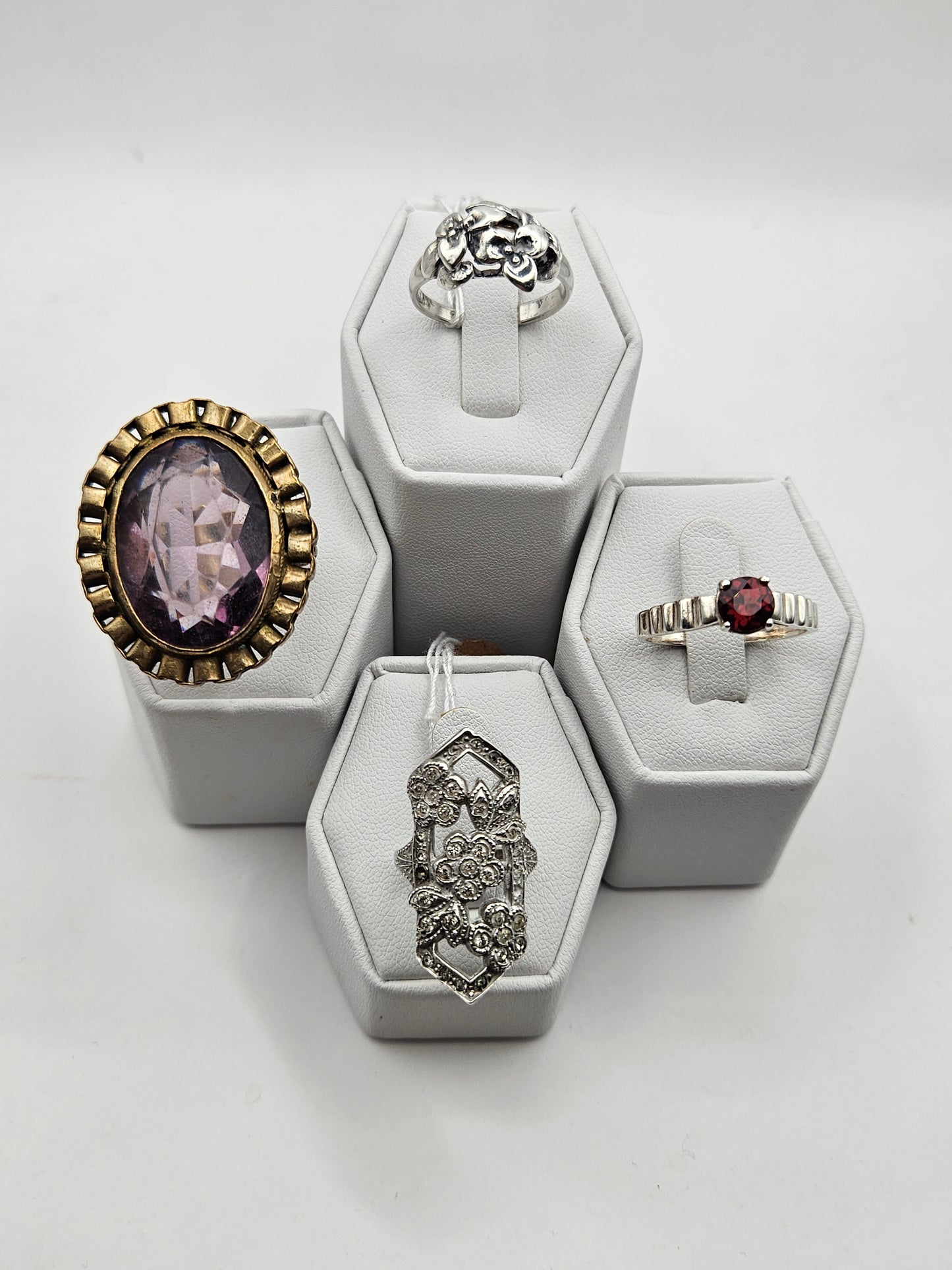 Antique Edwardian Floral Design Sterling Silver Ring