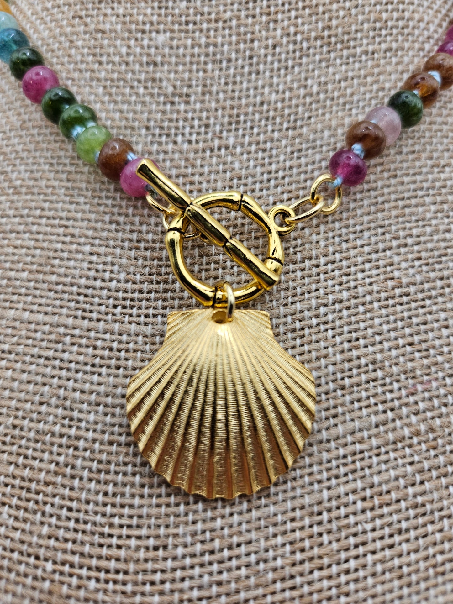 14k GF Tourmaline Charm Clasp Necklace