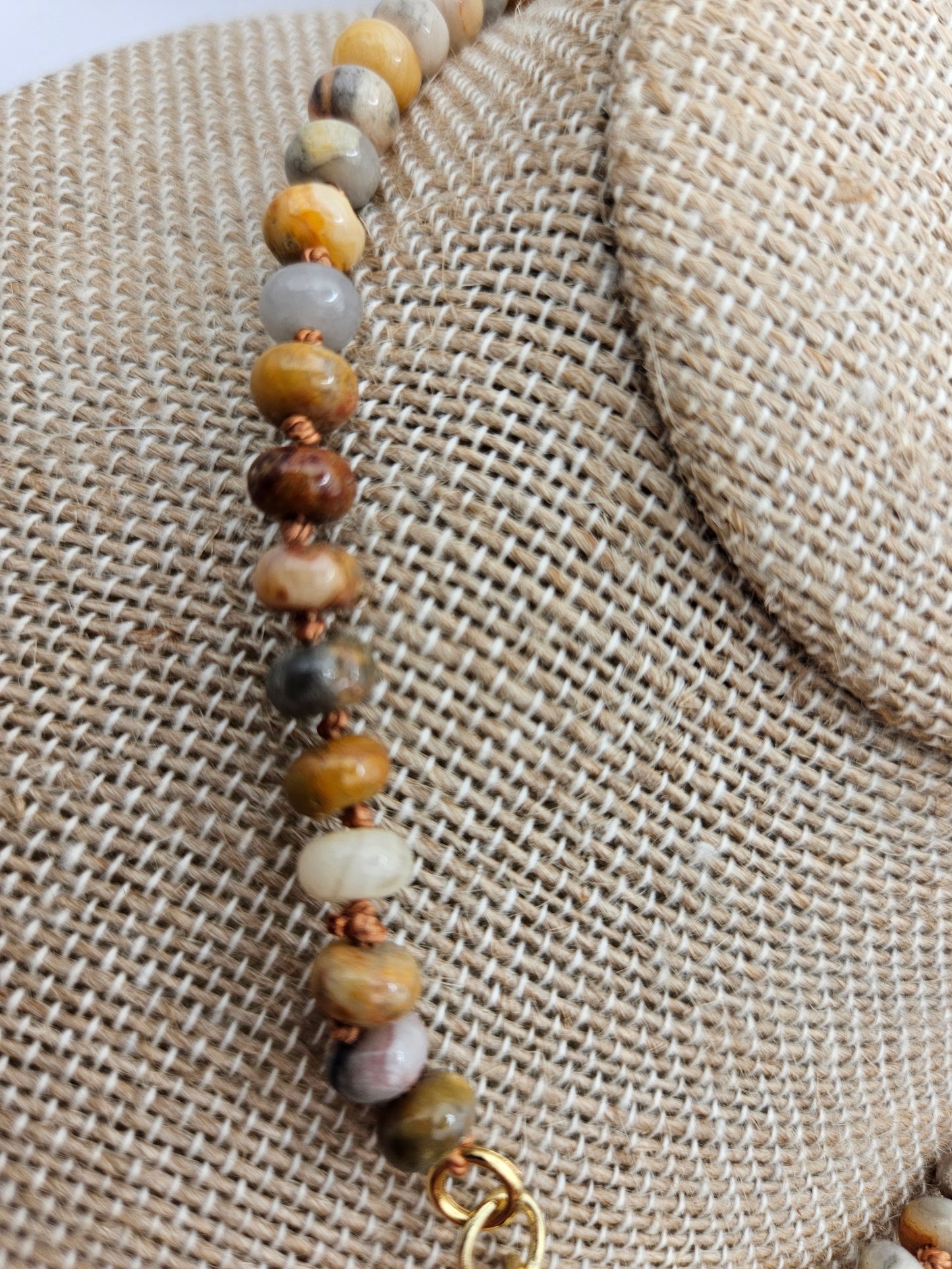 14k GF Crazy Lace Agate Charm Clasp Necklace