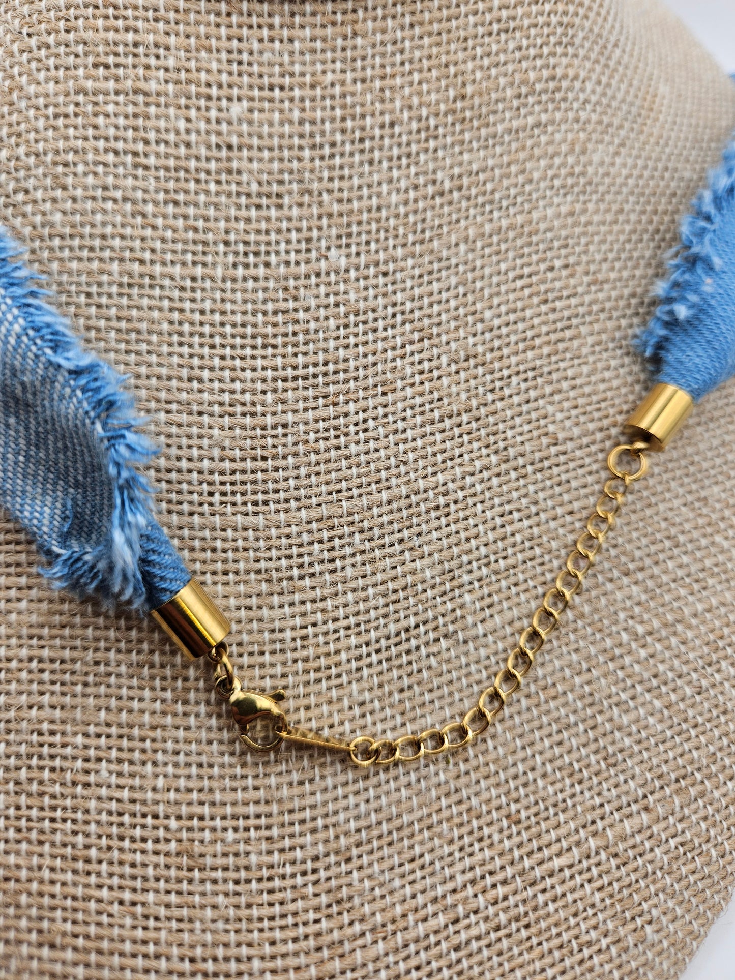 14k Gold Filled Heart Padlock Charm/Clasp Denim Knot Necklace Adjustable