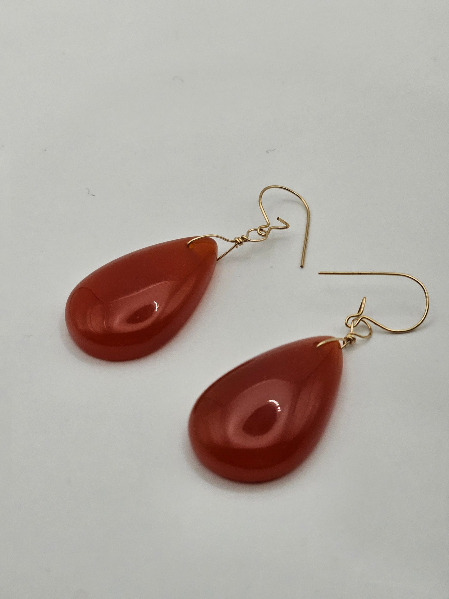 14k Gold Filled Red Quartz Large Teardrop Statement Earrings