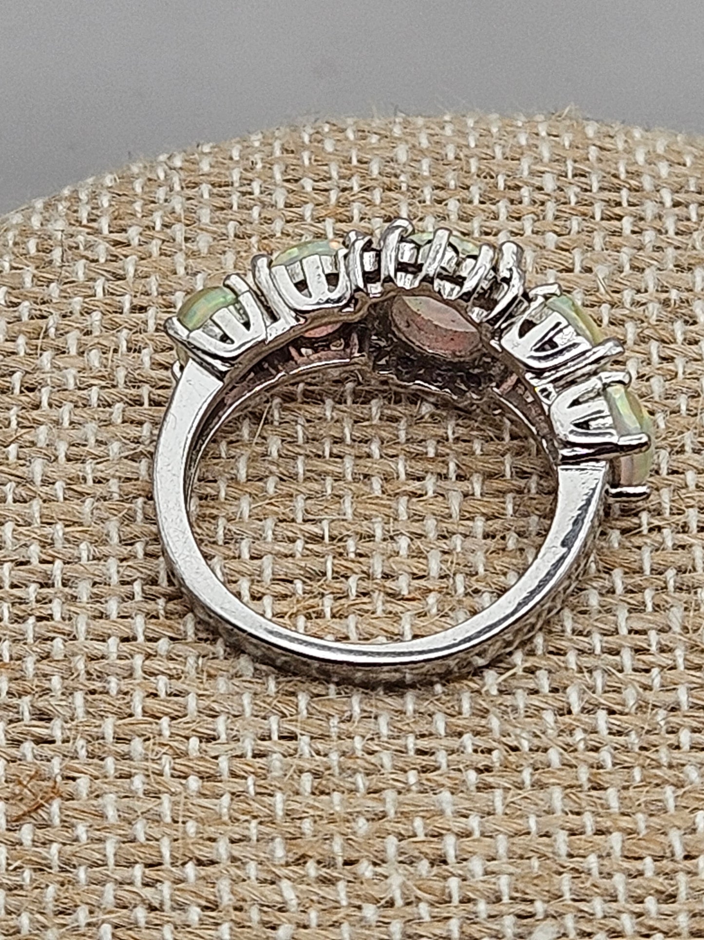 Vintage Opal & Amethyst Sterling Silver Ring