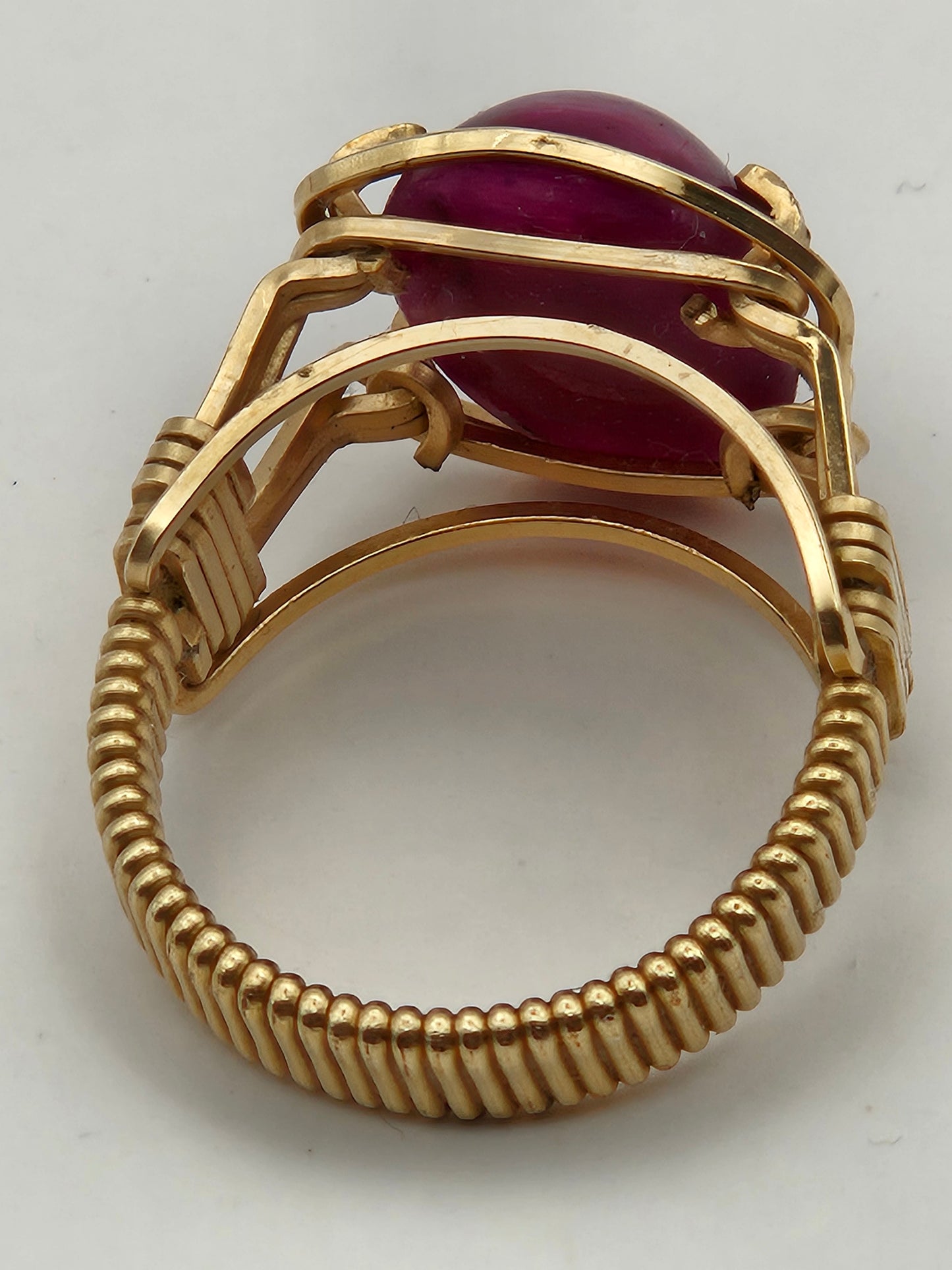 Antique 1920's Ruby Cabochon 12k Gold Filled Ring