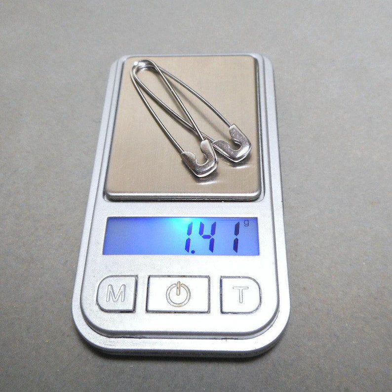 Vintage Sterling Silver Safety Pin Pull Through Drop Earrings 1.41g (Like New)