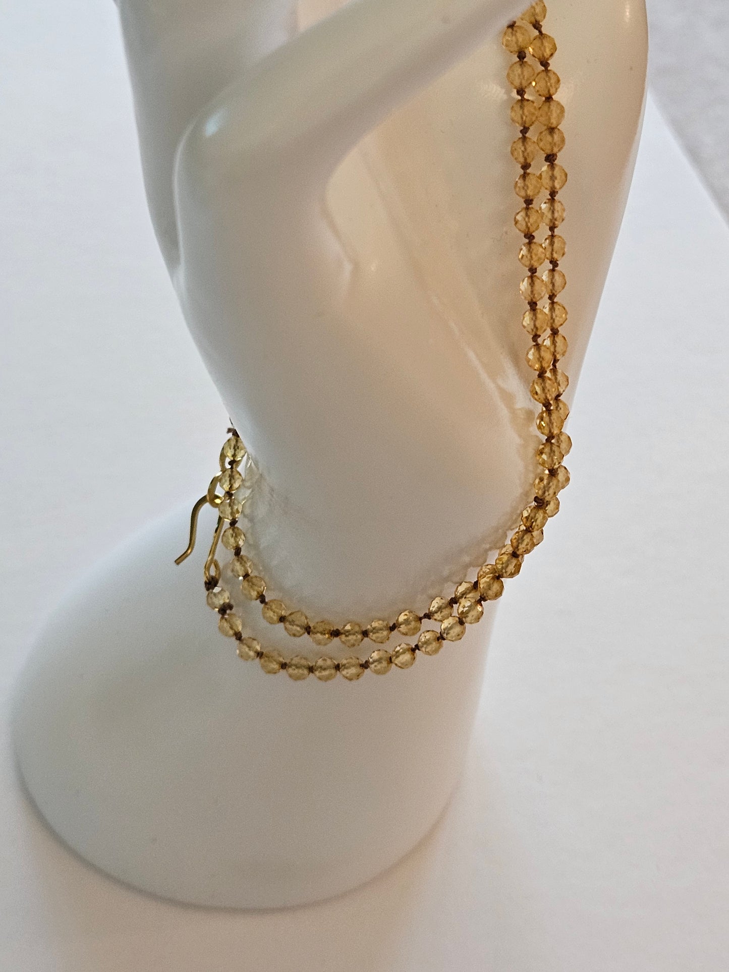 Genuine Citrine Faceted Bead Strand 14k GF (yellow or white) Necklace