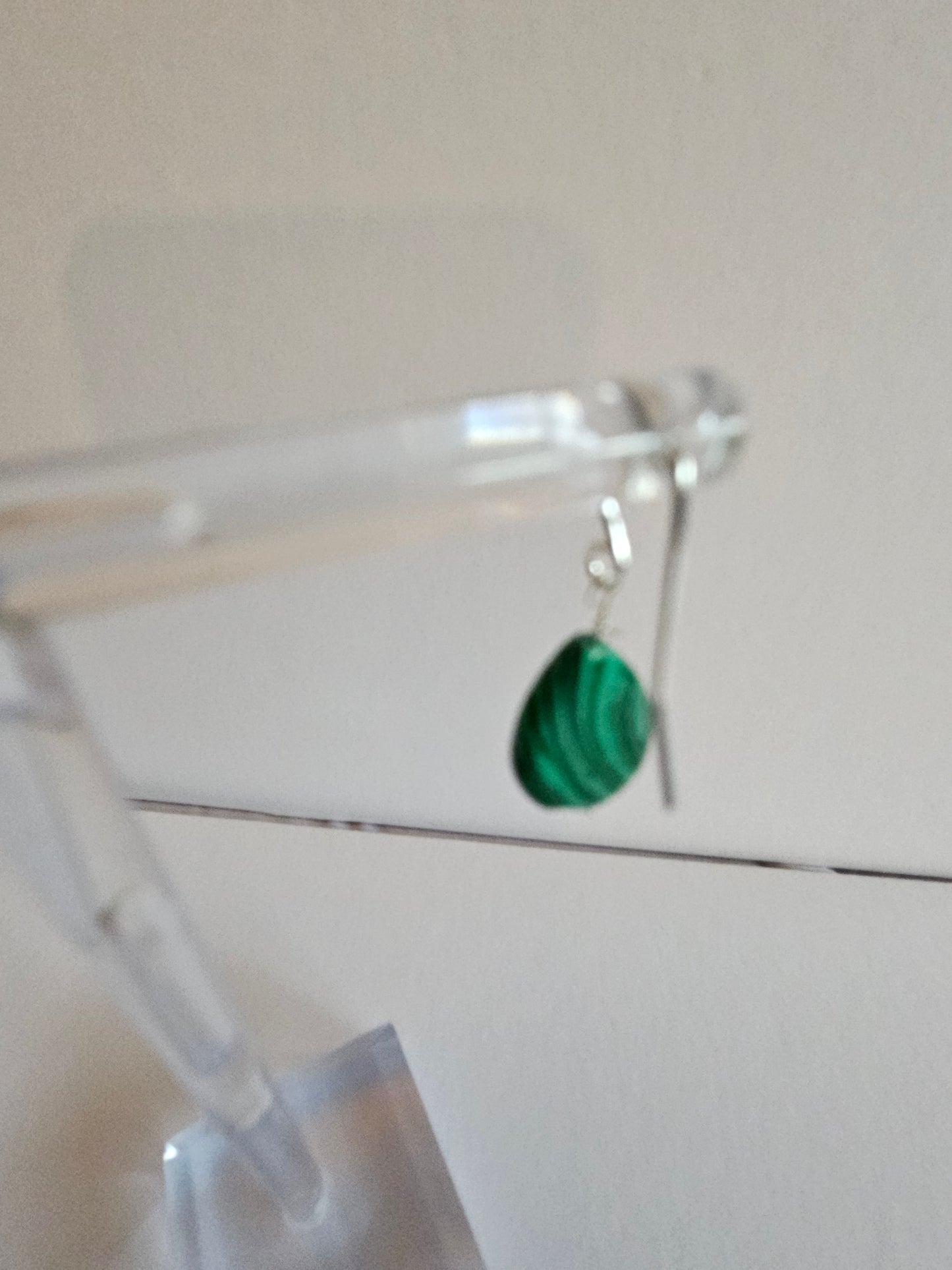 Malachite Smooth Pear Drop Earrings (Sterling or 14kGF)