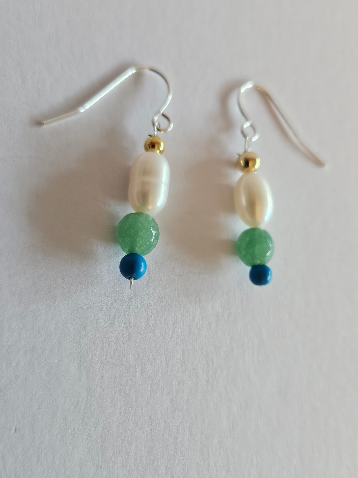 Pearl, Jade, Turquoise Bead Drop Earrings (Sterling or 14kGF)