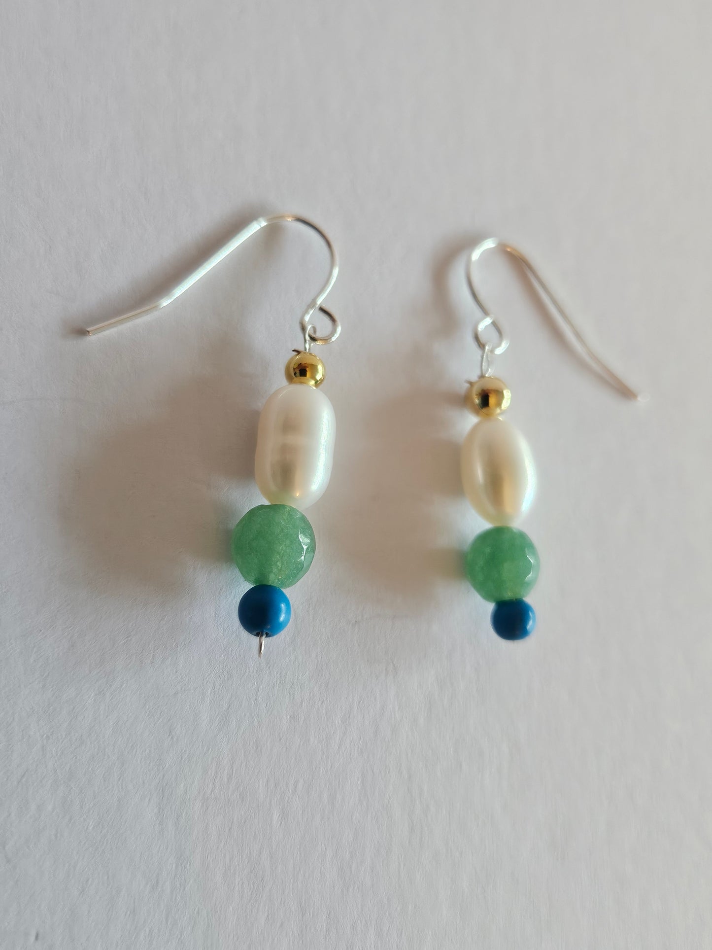 Pearl, Jade, Turquoise Bead Drop Earrings (Sterling or 14kGF)