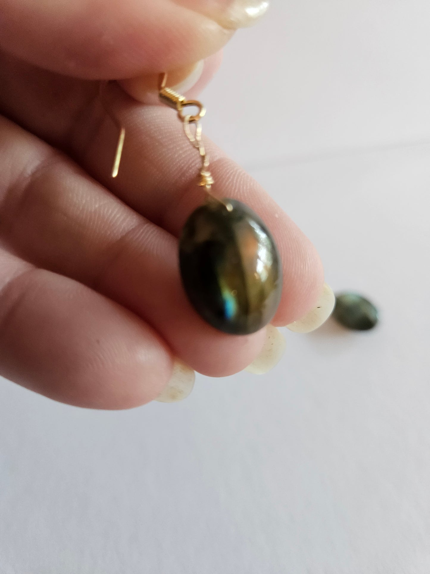 Labradorite Pendant on 14k White or Yellow Gold-Filled Link Chain Necklace