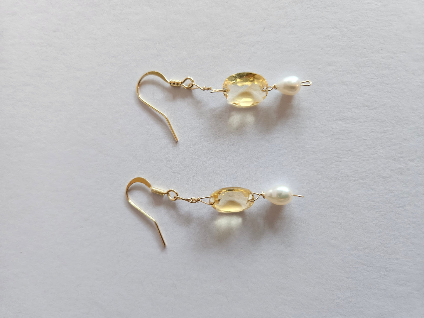 Citrine & Freshwater Rice Pearl Drop Earrings (14kGF)