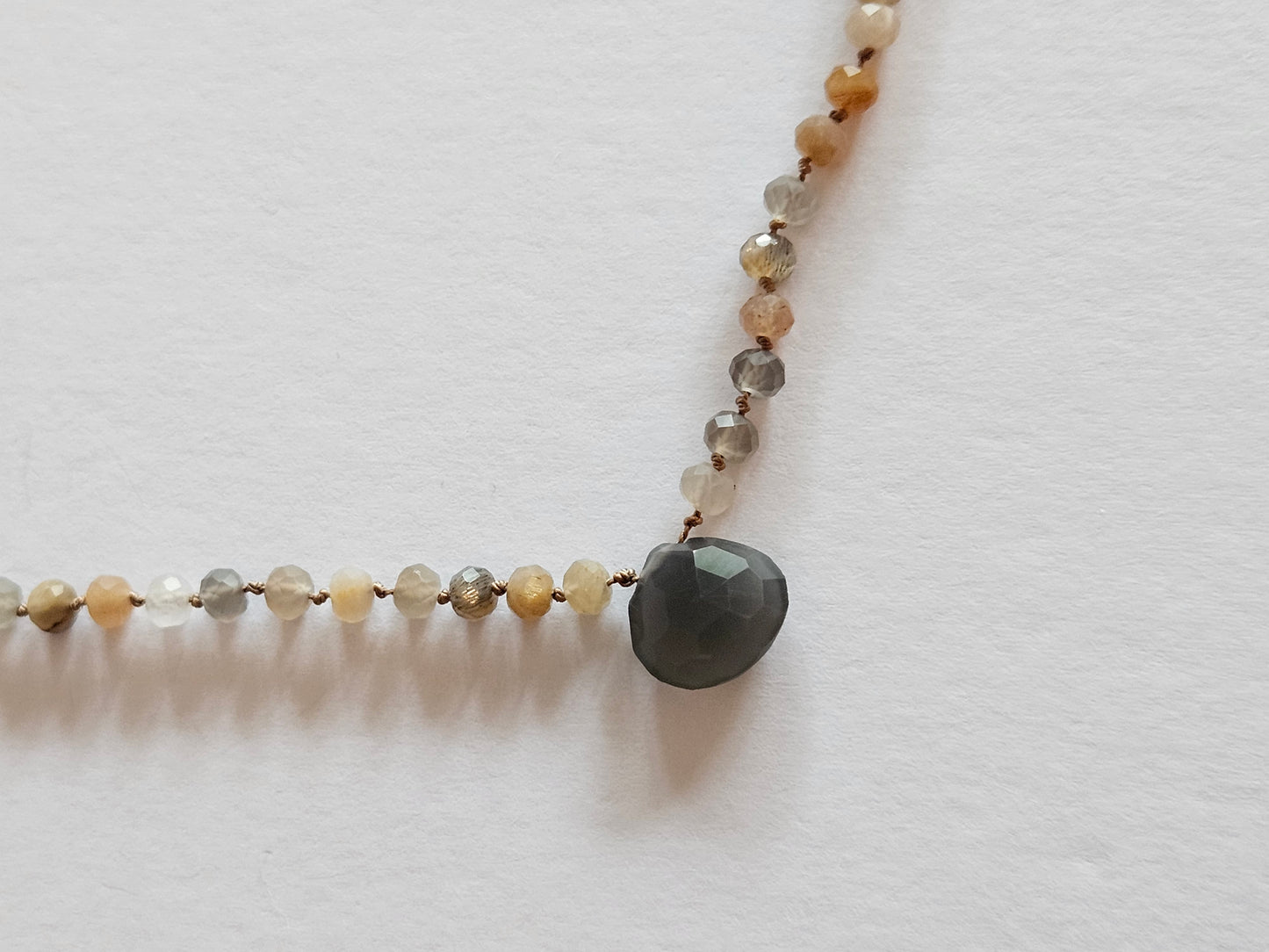 Genuine Multi-color Moonstone Bead & 14k GF Necklace