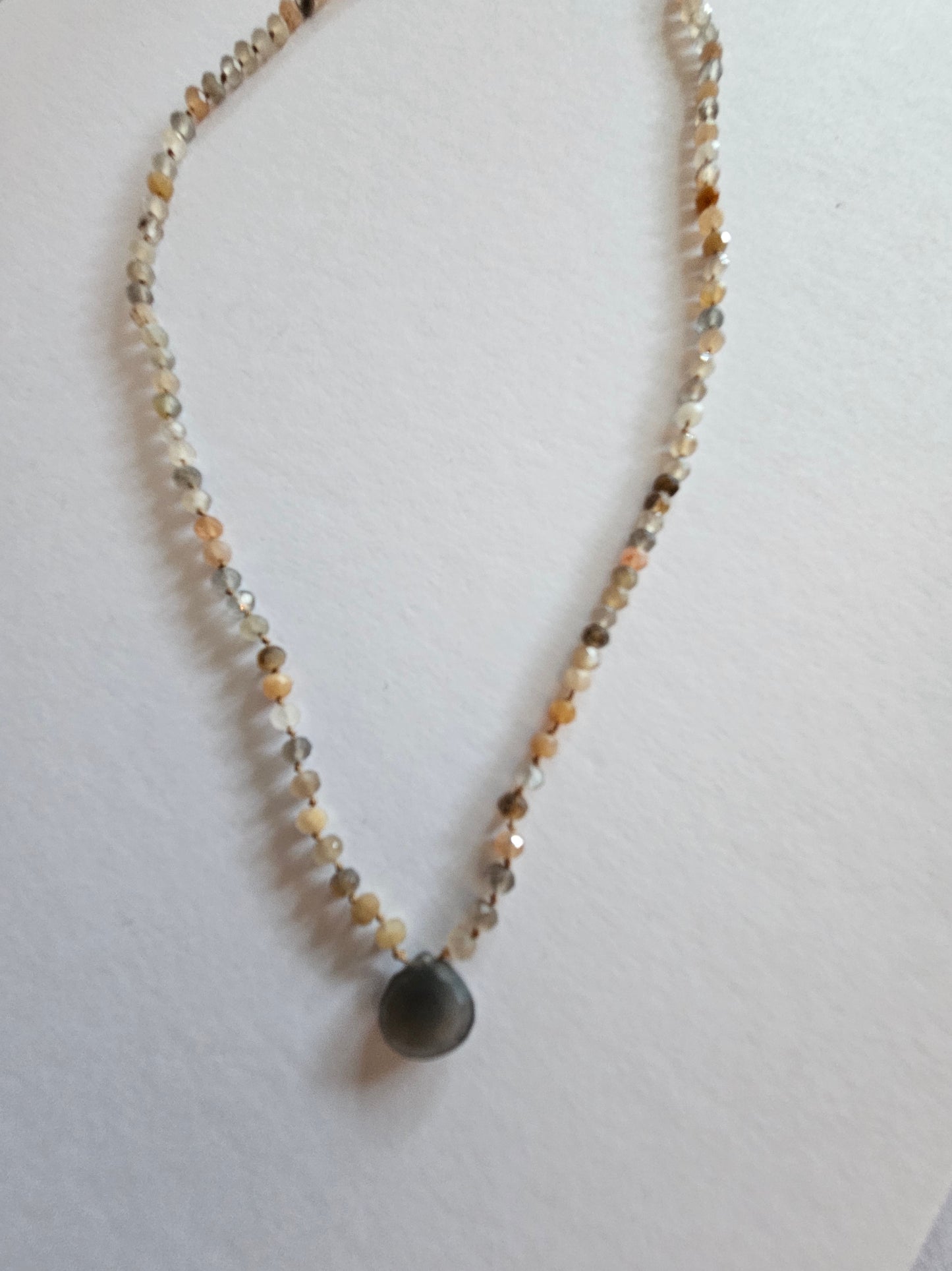 Genuine Multi-color Moonstone Bead & 14k GF Necklace