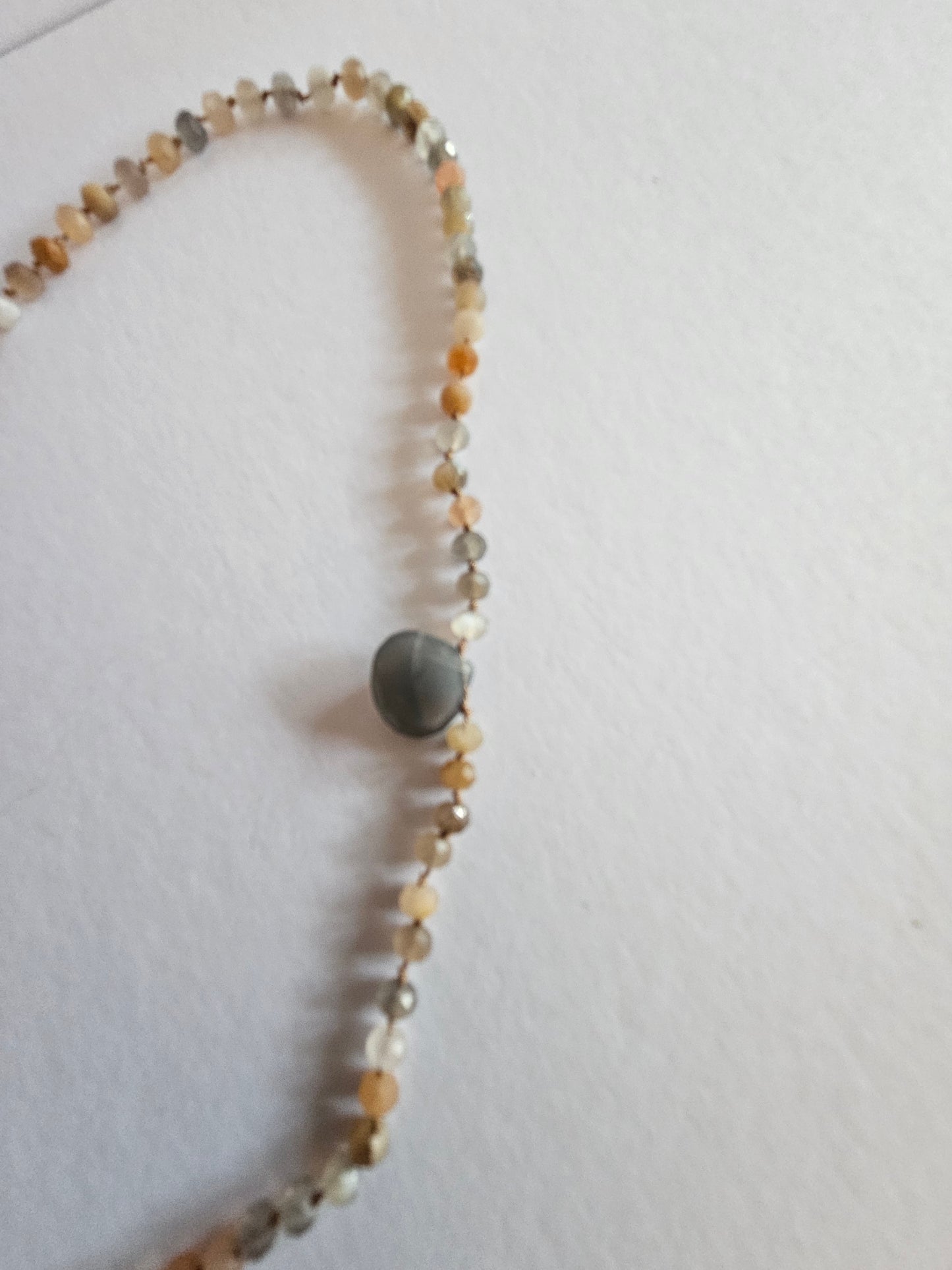 Genuine Multi-color Moonstone Bead & 14k GF Necklace