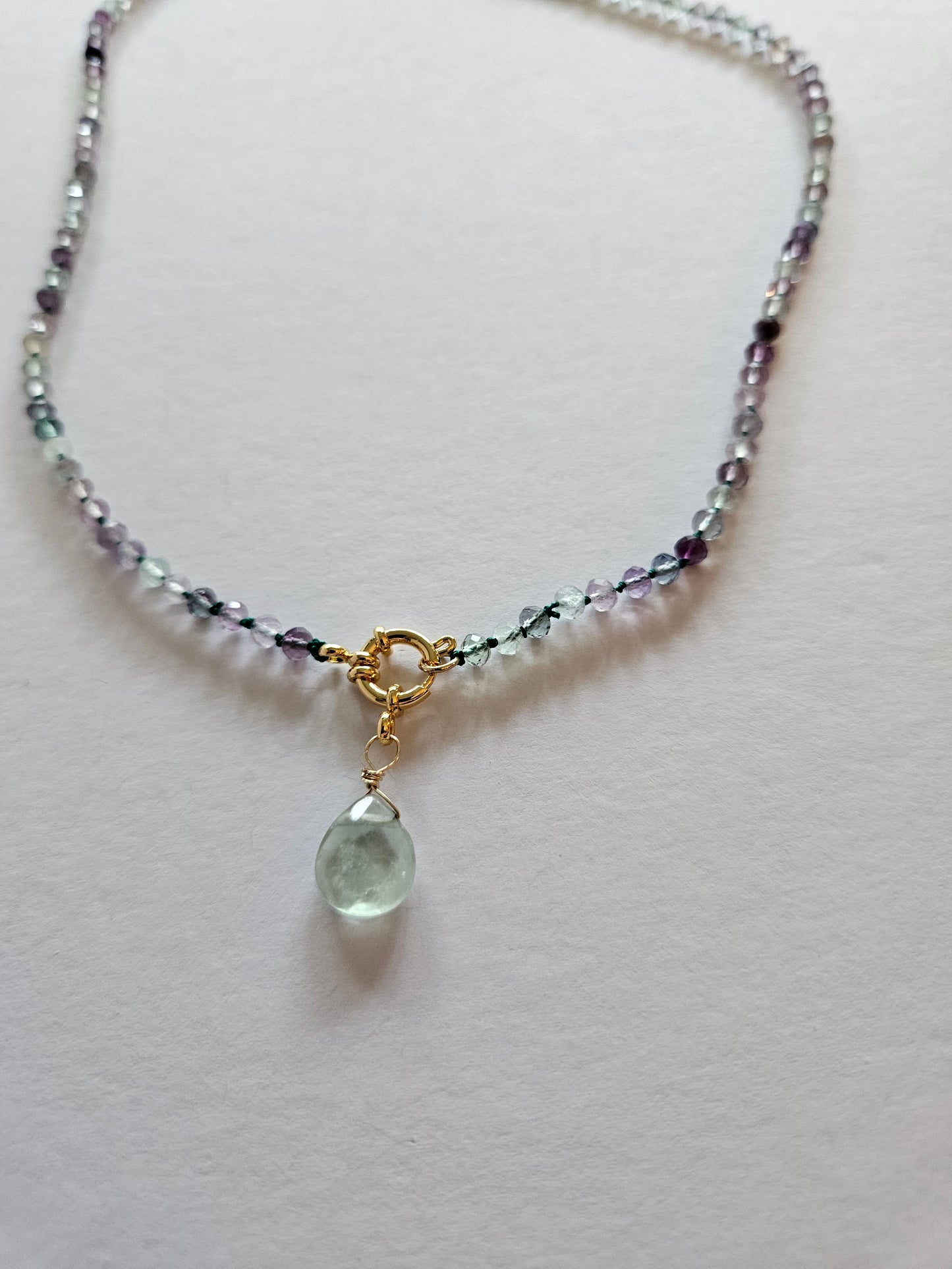 Fluorite Faceted Bead 3-Way Necklace with Removeable Briolette Charm