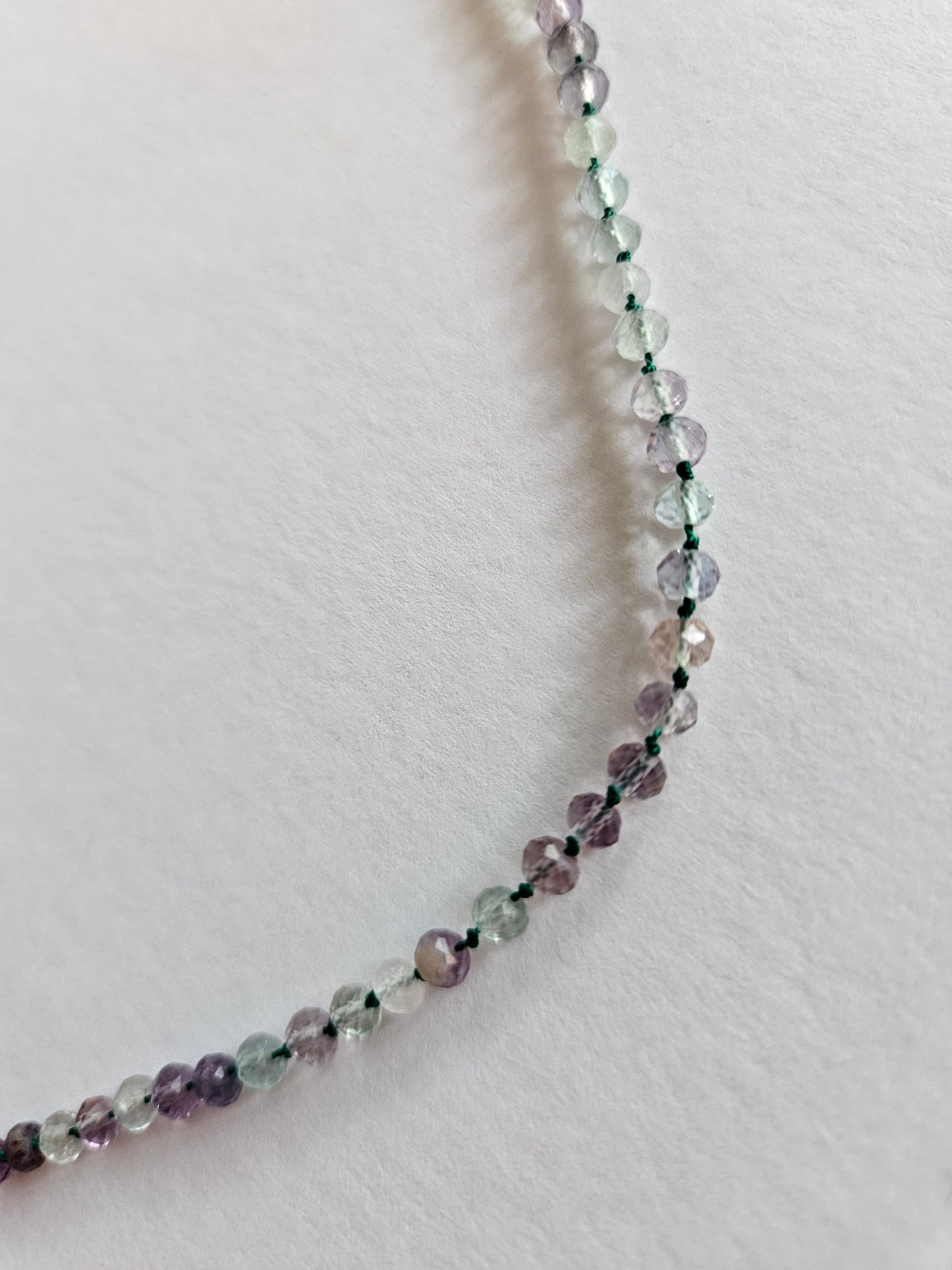 Genuine Fluorite 3mm Faceted Bead & Removable 16mm Faceted Tear Drop Pendant 14k GF Necklace