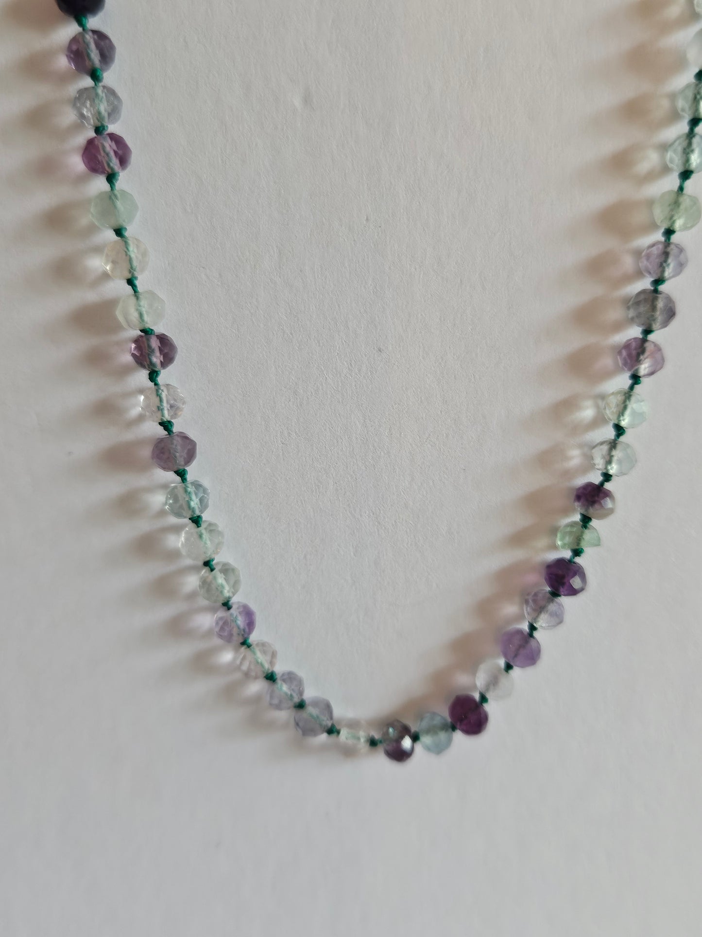 Genuine Fluorite 3mm Faceted Bead & Removable 16mm Faceted Tear Drop Pendant 14k GF Necklace