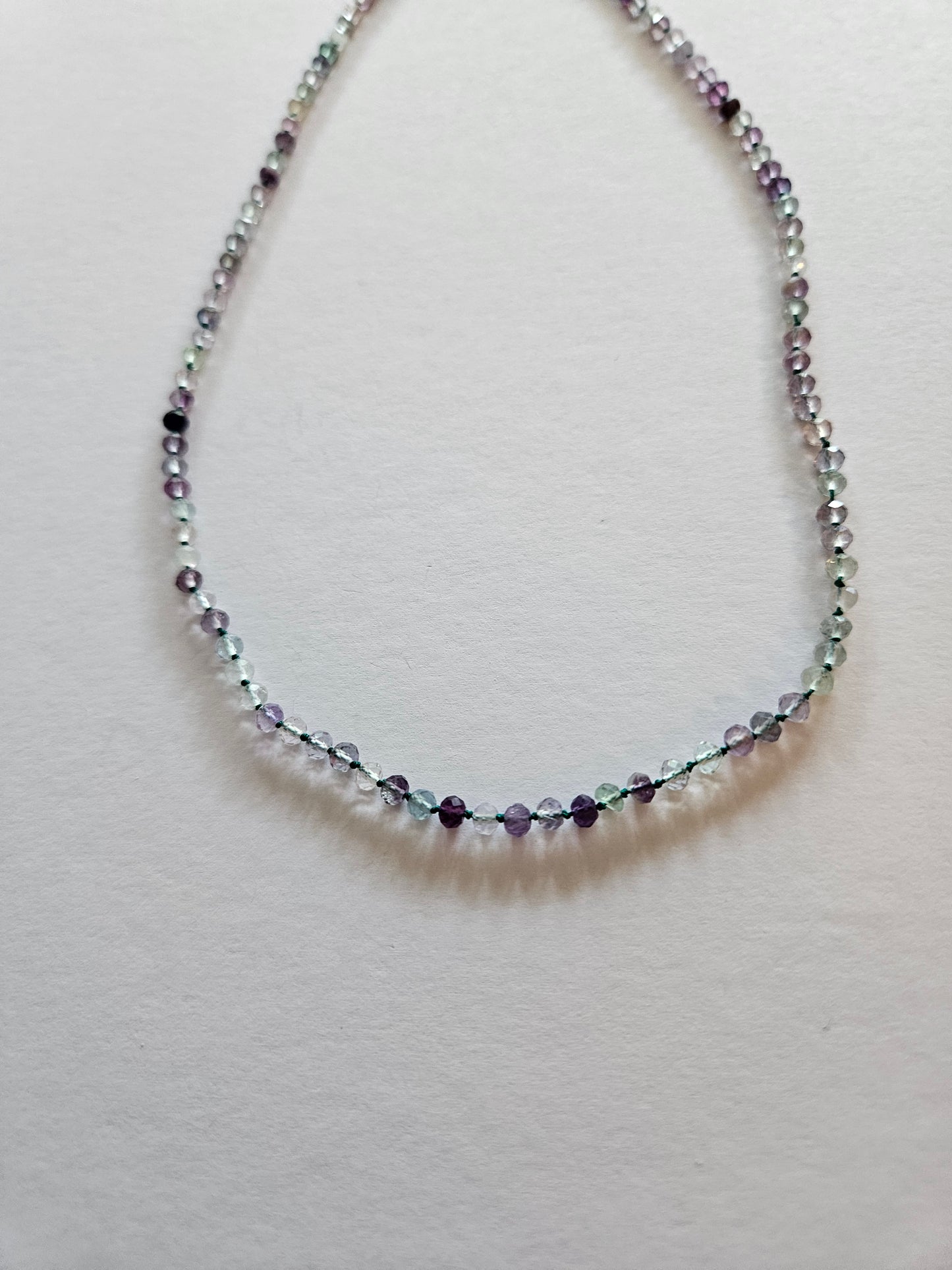 Genuine Fluorite 3mm Faceted Bead & Removable 16mm Faceted Tear Drop Pendant 14k GF Necklace