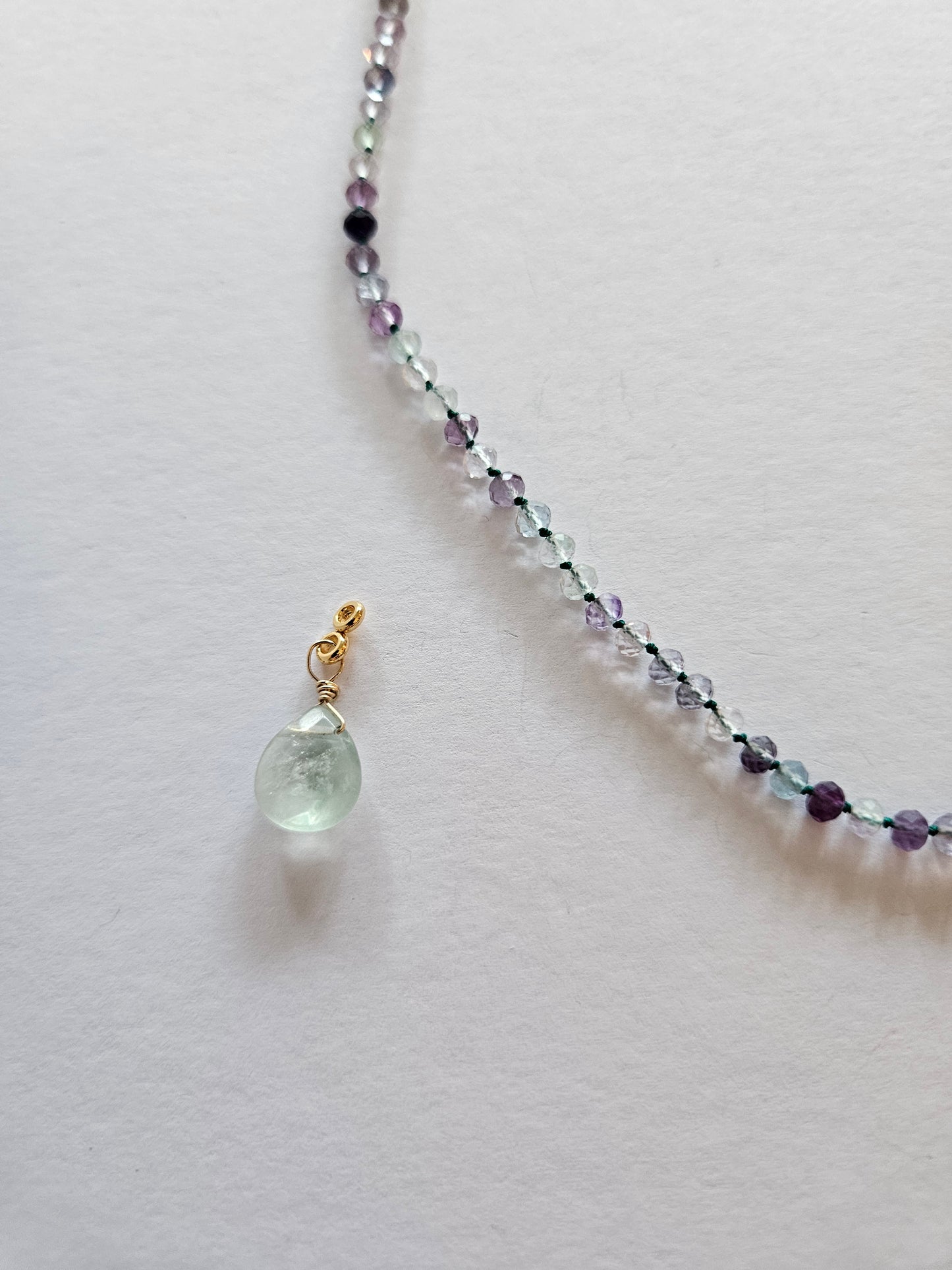 Fluorite Faceted Bead 3-Way Necklace with Removeable Briolette Charm