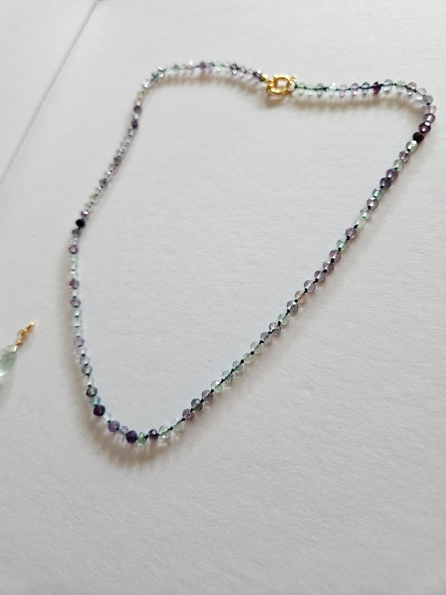 Fluorite Faceted Bead 3-Way Necklace with Removeable Briolette Charm