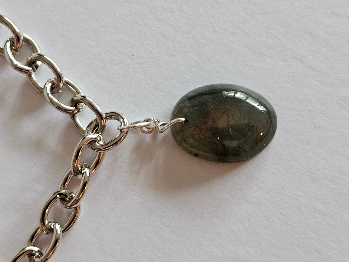 Labradorite Pendant on 14k White or Yellow Gold-Filled Link Chain Necklace