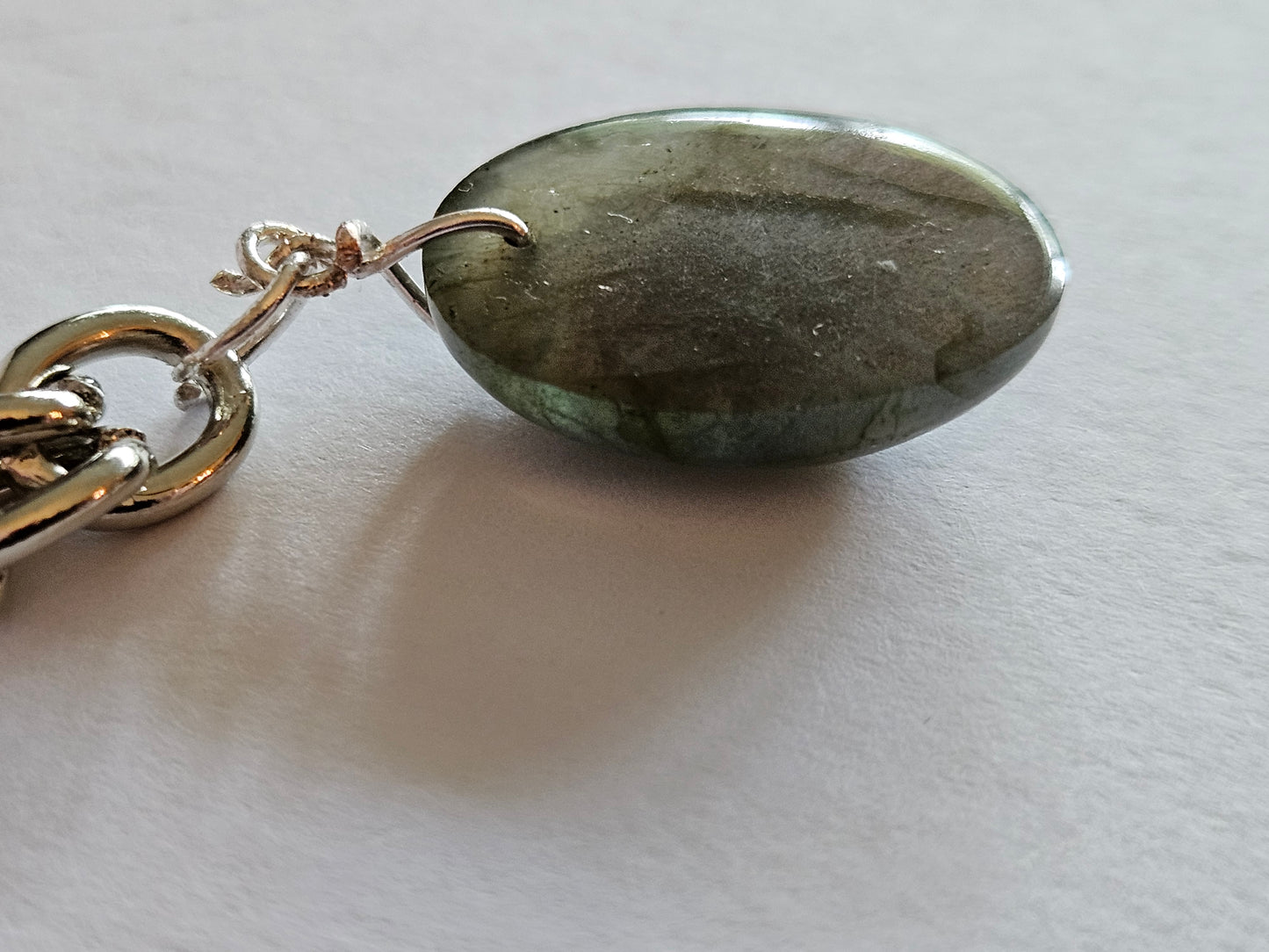 Labradorite Pendant on 14k White or Yellow Gold-Filled Link Chain Necklace