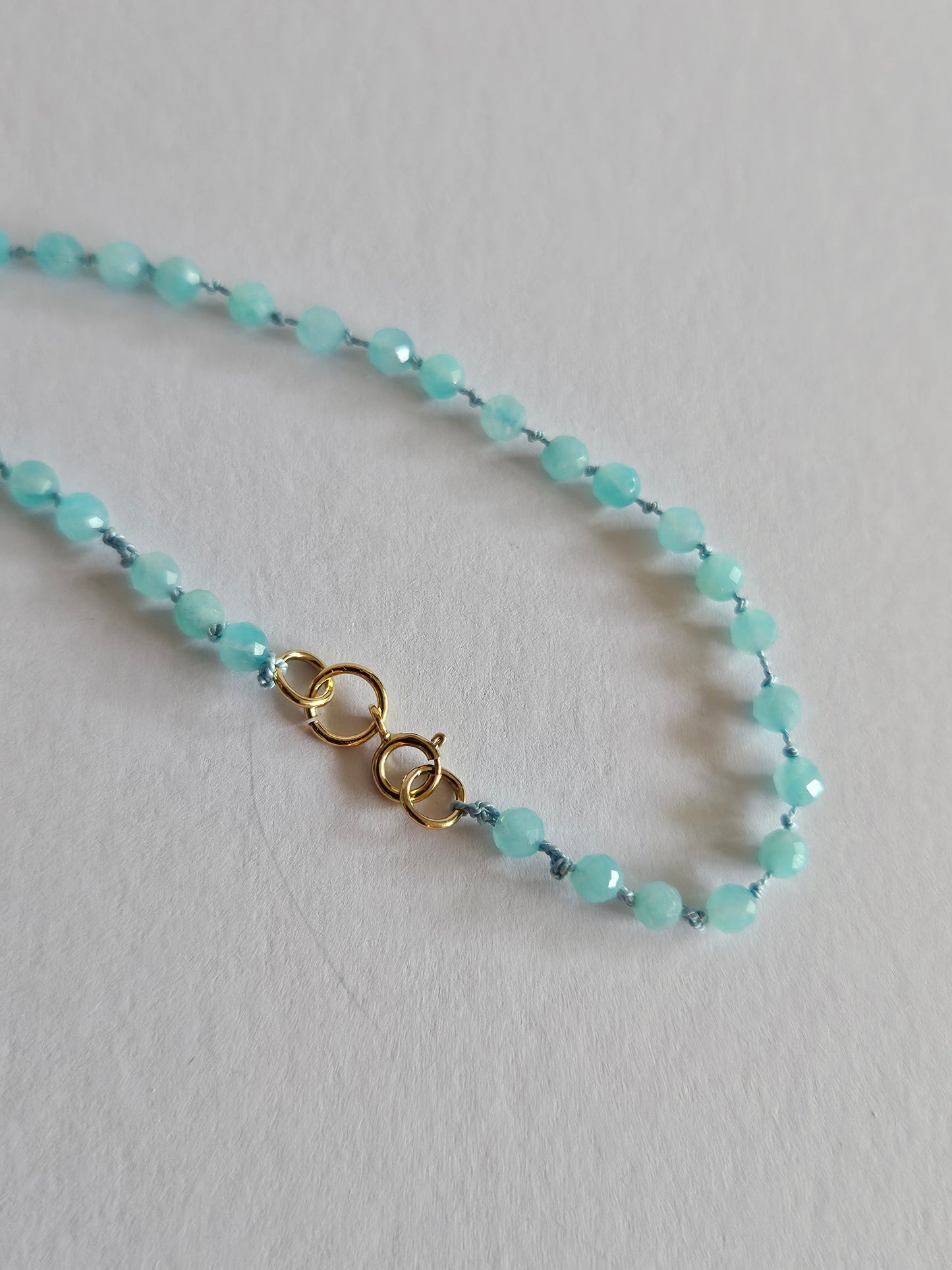 Genuine Amazonite with Natural Emerald Focal 14k GF Strand Necklace