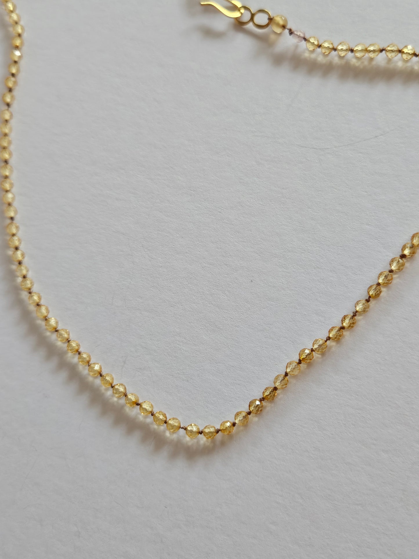 Genuine Citrine Faceted Bead Strand 14k GF (yellow or white) Necklace