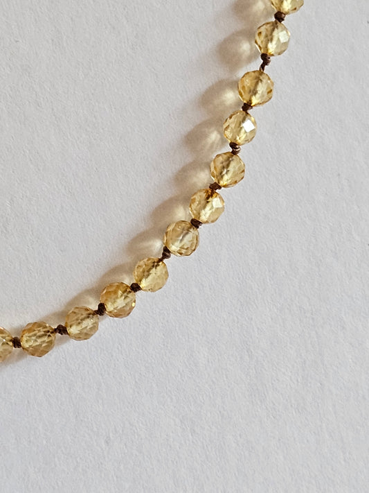 Genuine Citrine Faceted Bead Strand 14k GF (yellow or white) Necklace