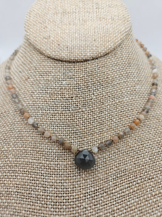 Genuine Multi-color Moonstone Bead & 14k GF Necklace