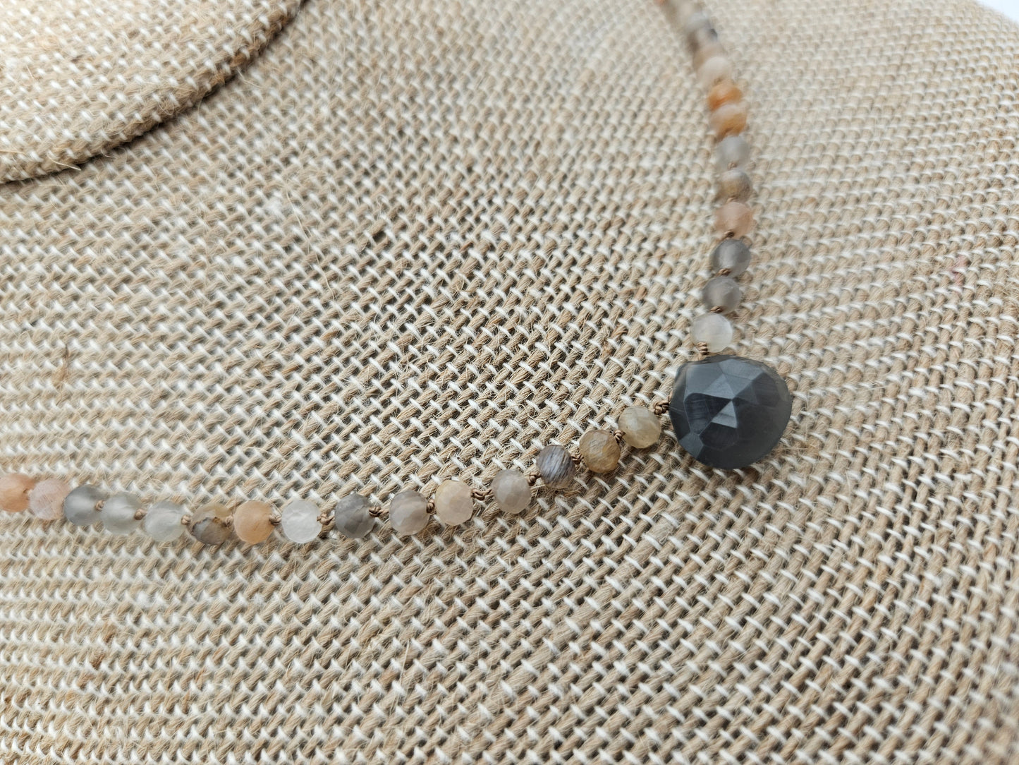 Genuine Multi-color Moonstone Bead & 14k GF Necklace