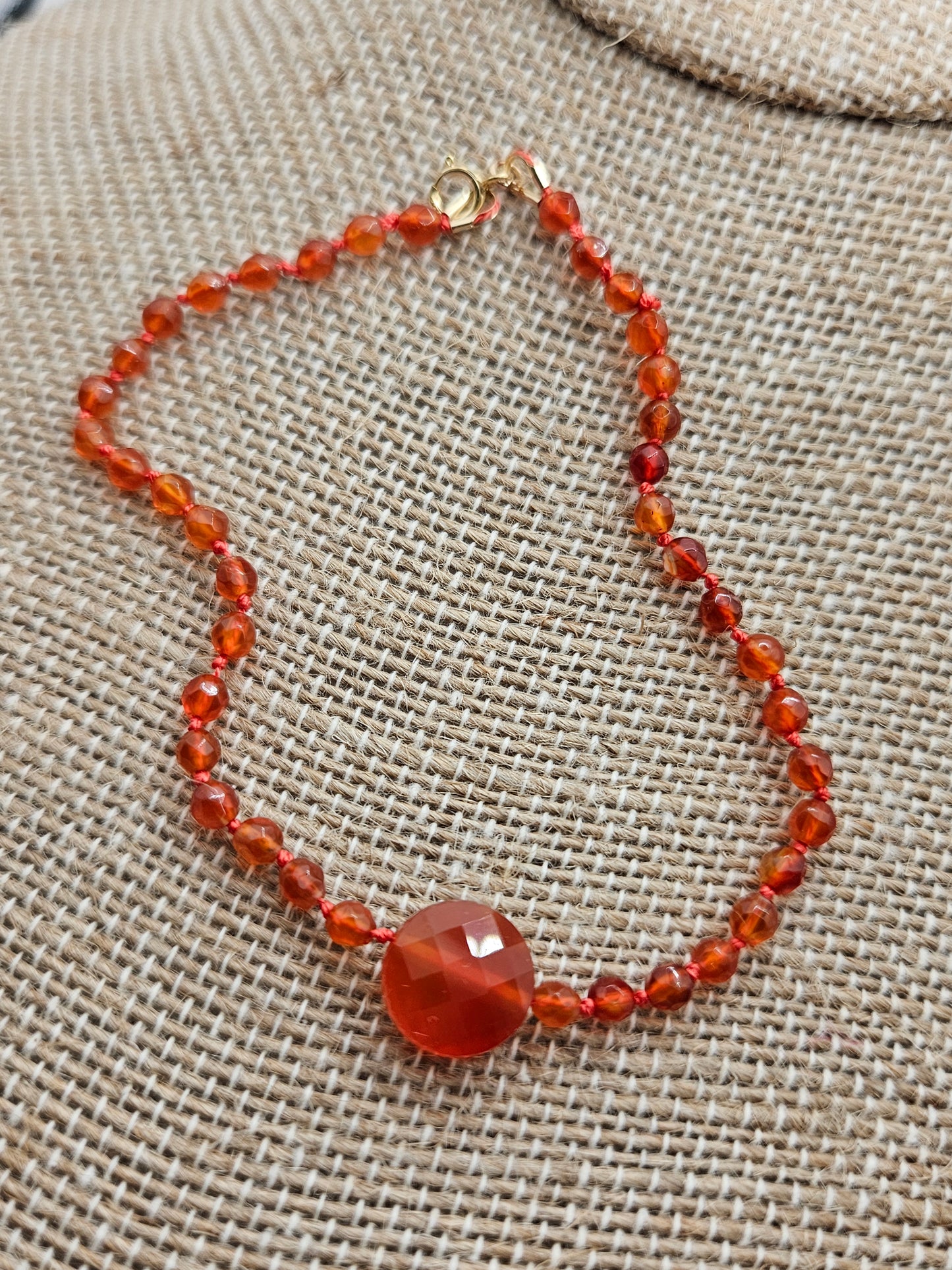 Genuine Carnelian Bead 14k GF Bracelet