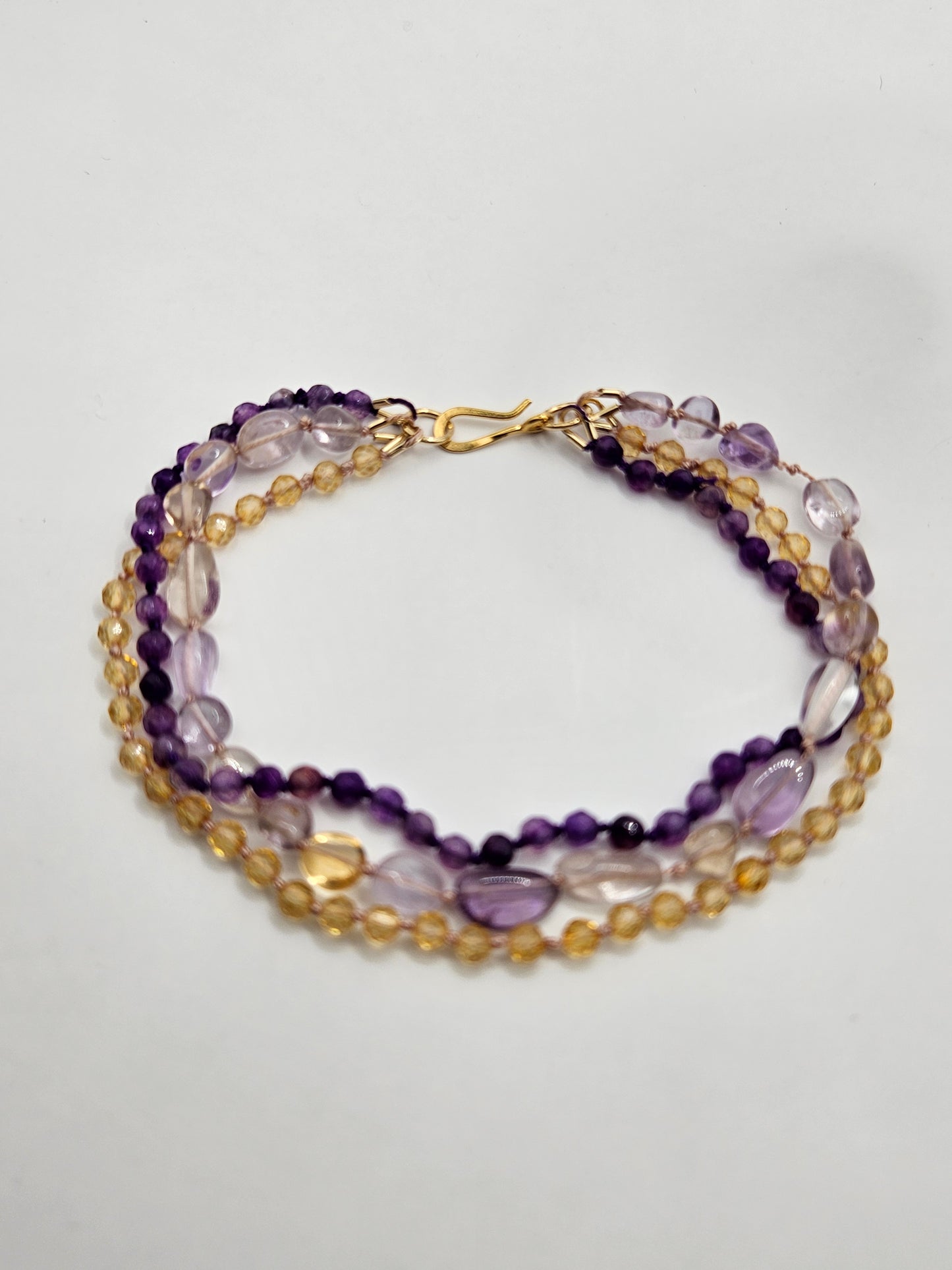 Genuine Ametrine Citrine & Amethyst with 14k GF Bracelet