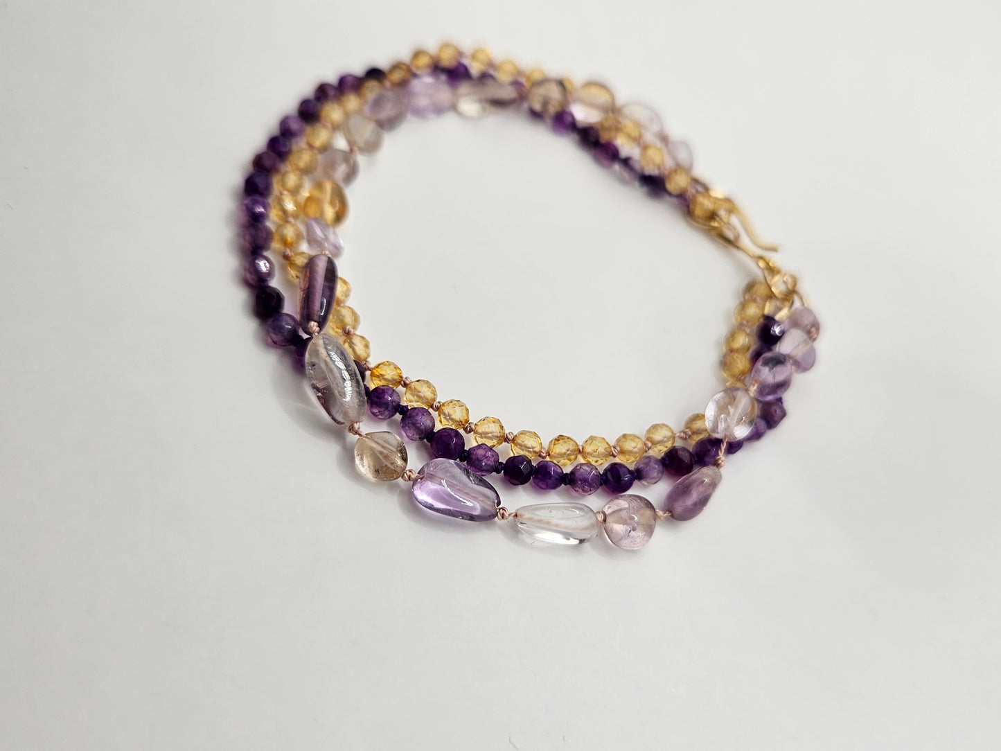 Genuine Ametrine Citrine & Amethyst with 14k GF Bracelet