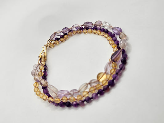 Genuine Ametrine Citrine & Amethyst with 14k GF Bracelet