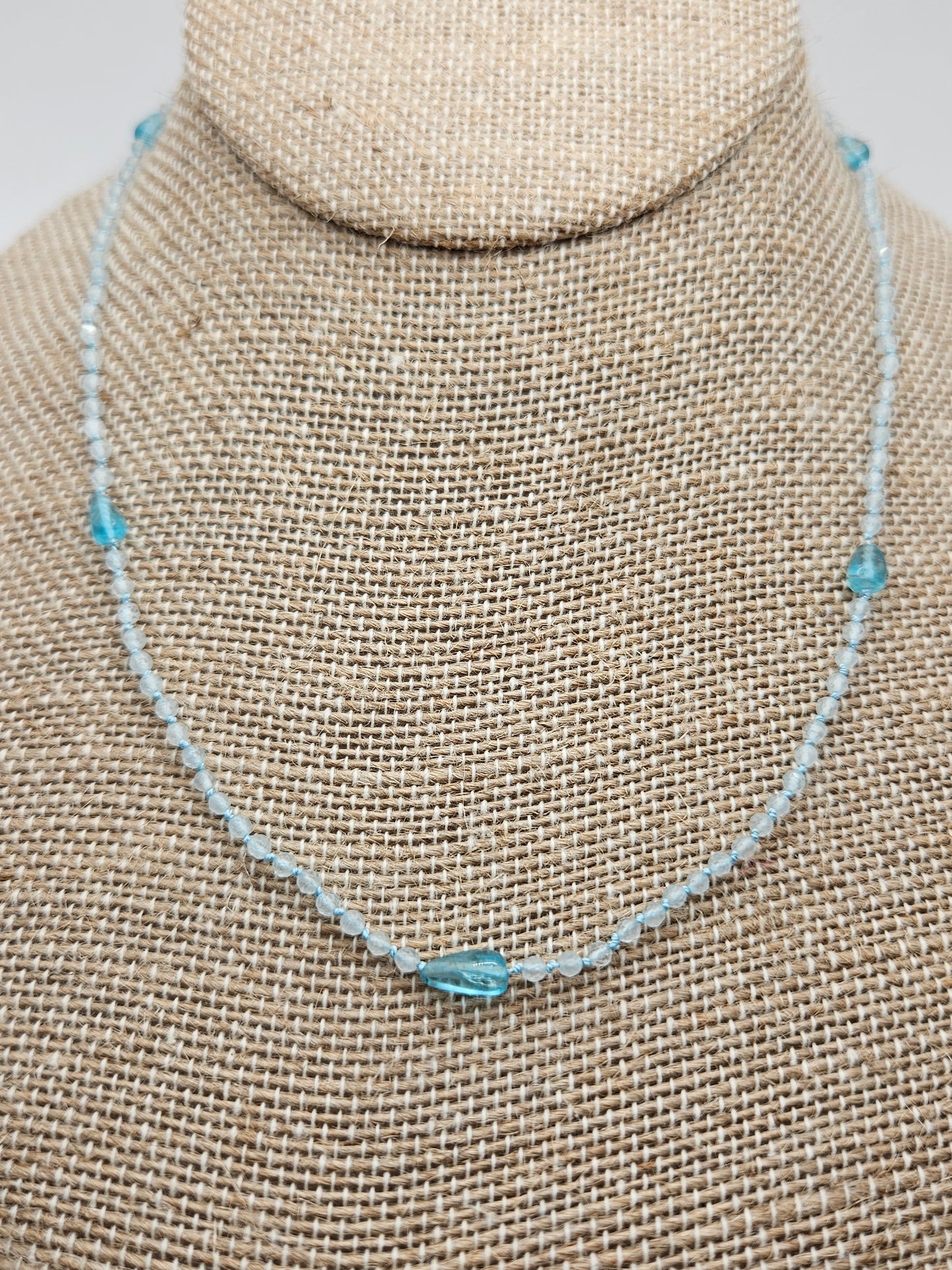 Genuine Faceted Aquamarine Strand w/ Pear Shaped Focals 14k GF Necklace