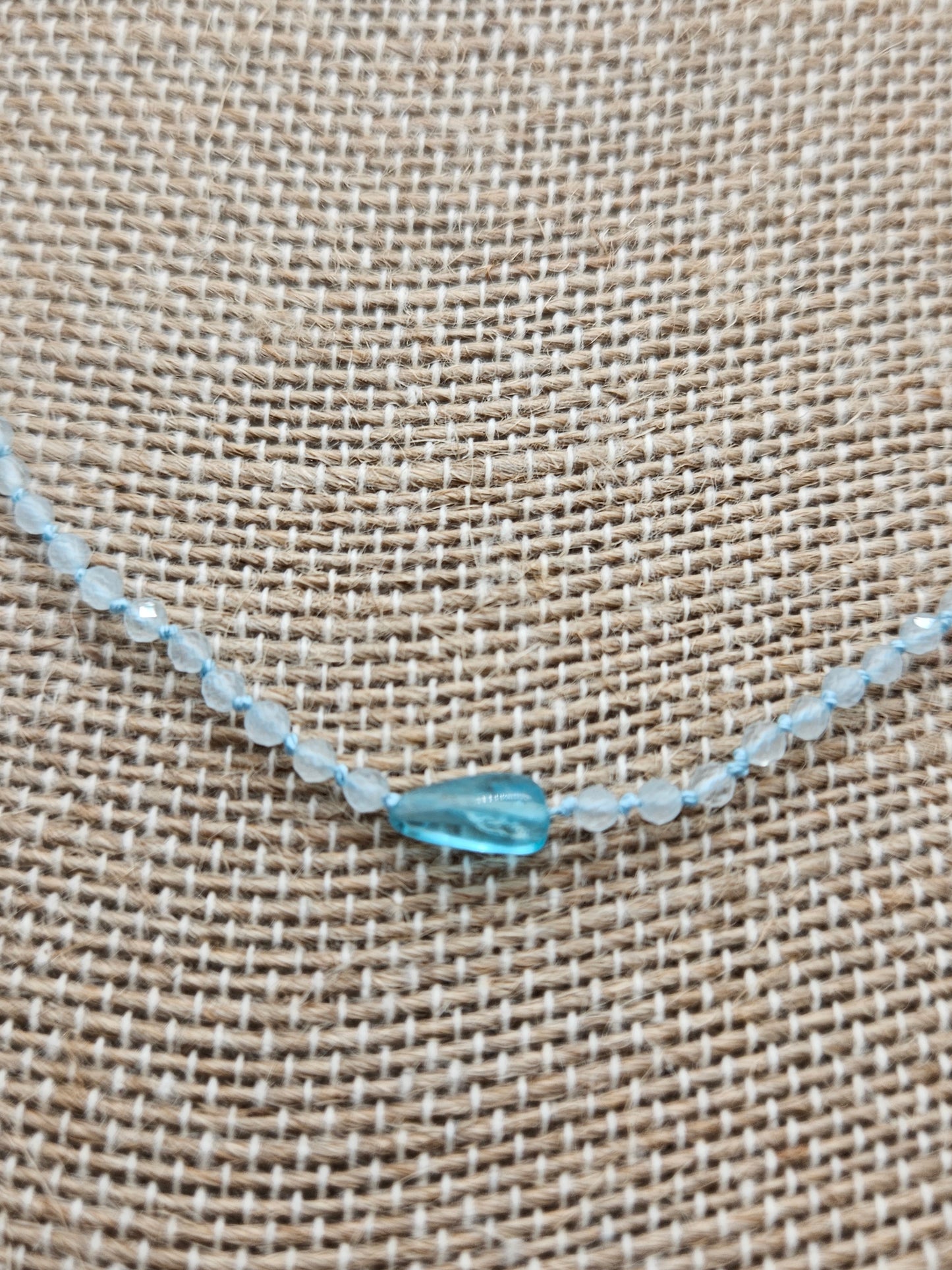 Genuine Faceted Aquamarine Strand w/ Pear Shaped Focals 14k GF Necklace