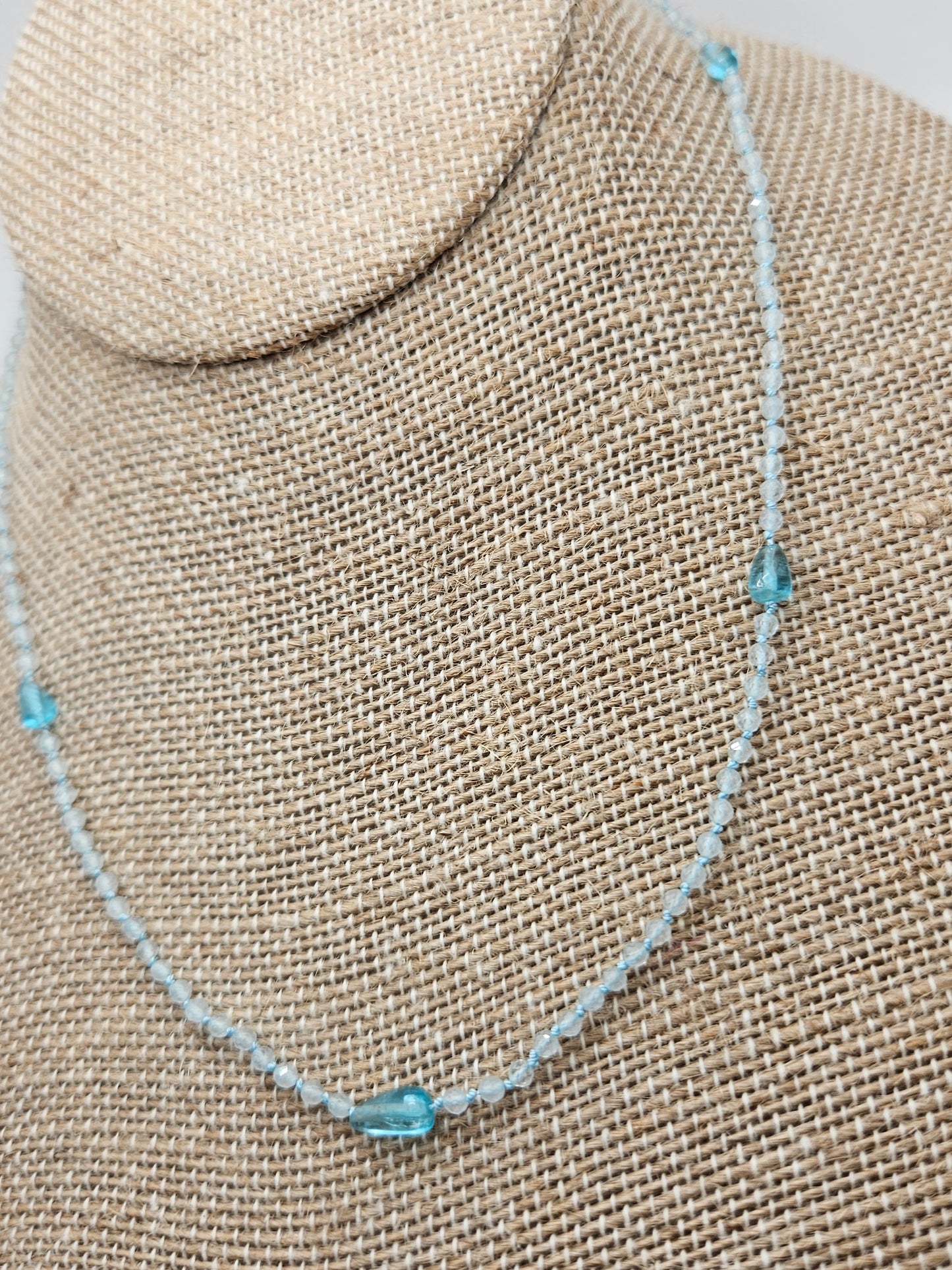 Genuine Faceted Aquamarine Strand w/ Pear Shaped Focals 14k GF Necklace