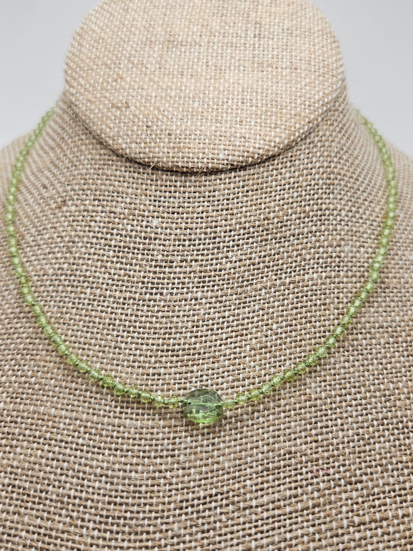 Genuine Peridot Strand Statement 14k GF Necklace