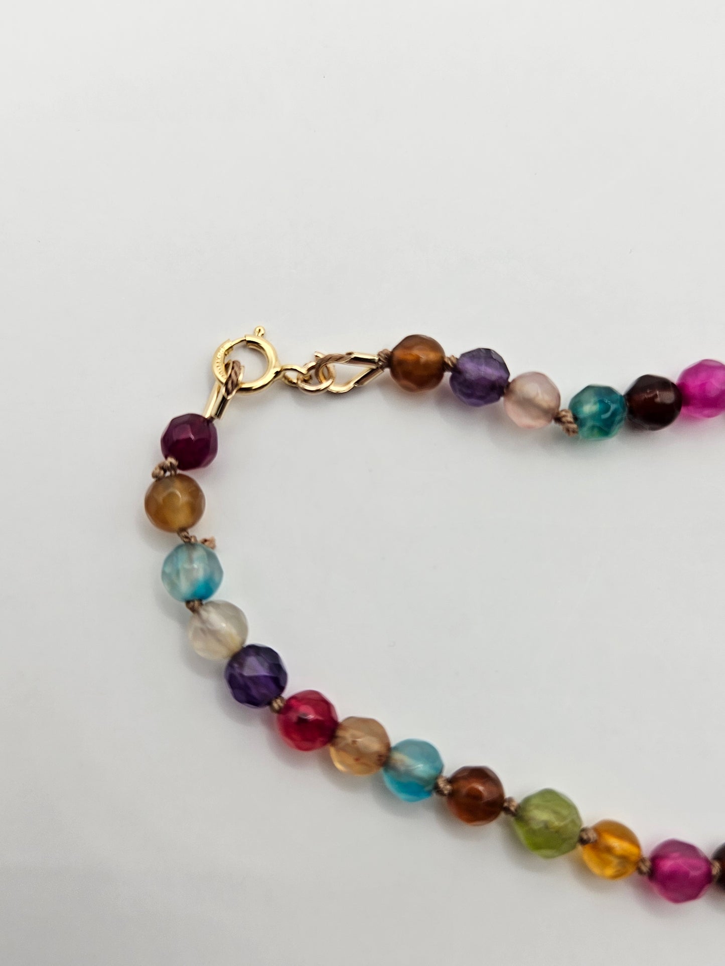 Genuine Faceted Multi-Color Fire Agate Bead 14k GF Bracelet