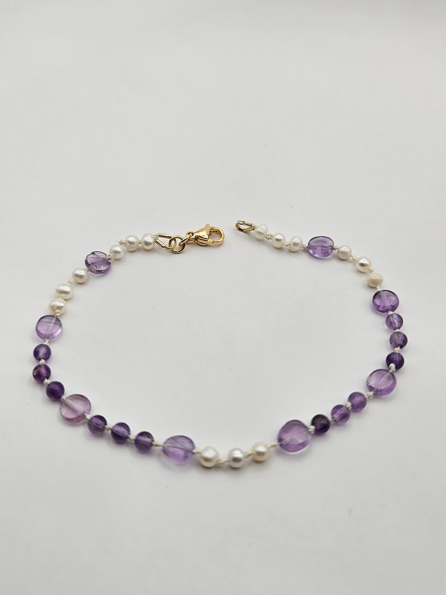 Genuine Amethyst & Freshwater Pearl 14k GF Bracelet