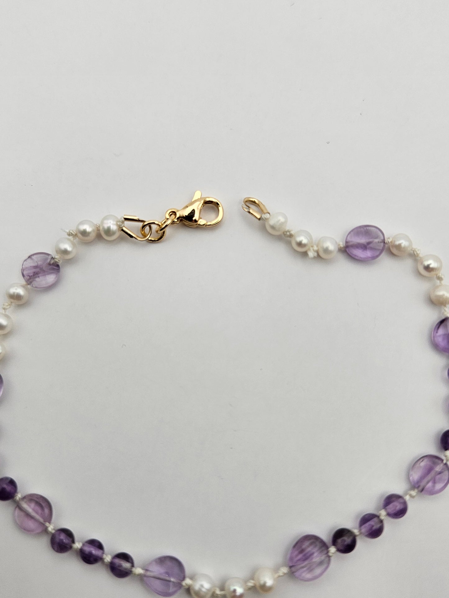 Genuine Amethyst & Freshwater Pearl 14k GF Bracelet