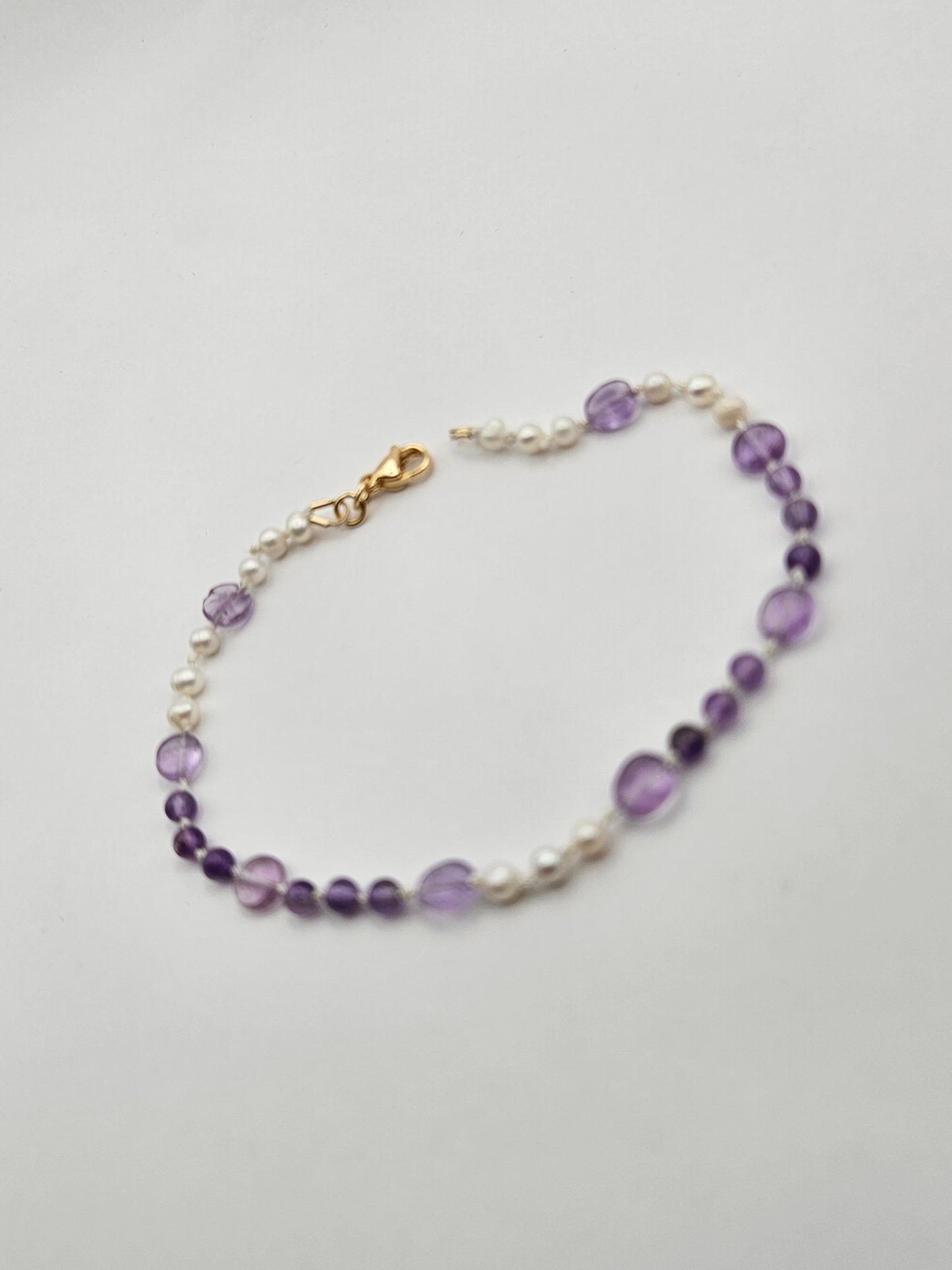 Genuine Amethyst & Freshwater Pearl 14k GF Bracelet