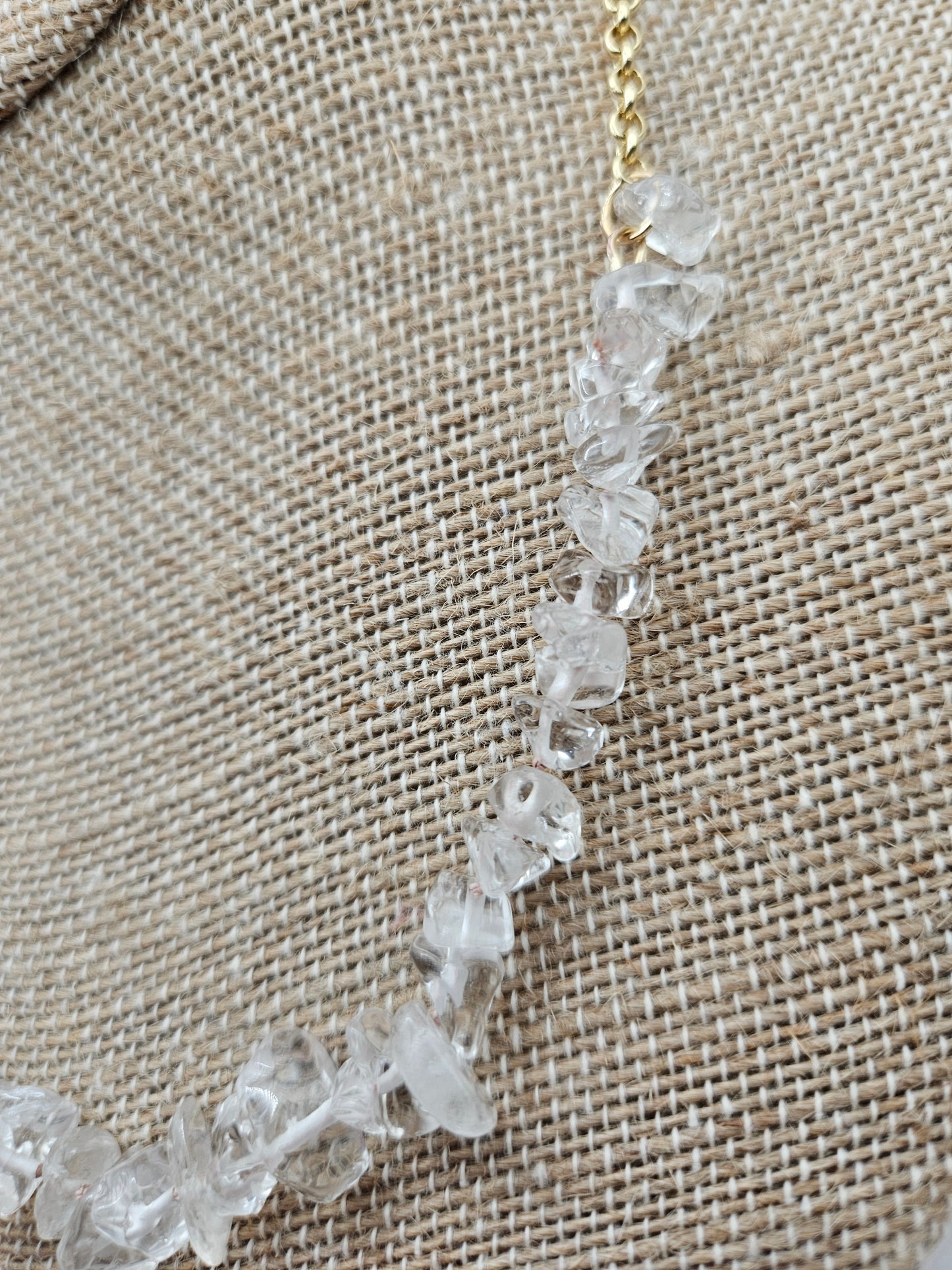 Genuine Clear Quartz Nugget "Candy" 14k GF Chain Necklace