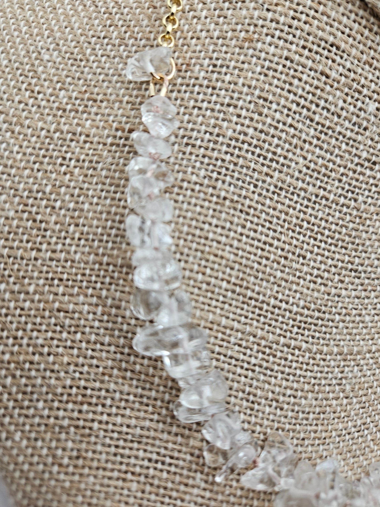 Genuine Clear Quartz Nugget "Candy" 14k GF Chain Necklace