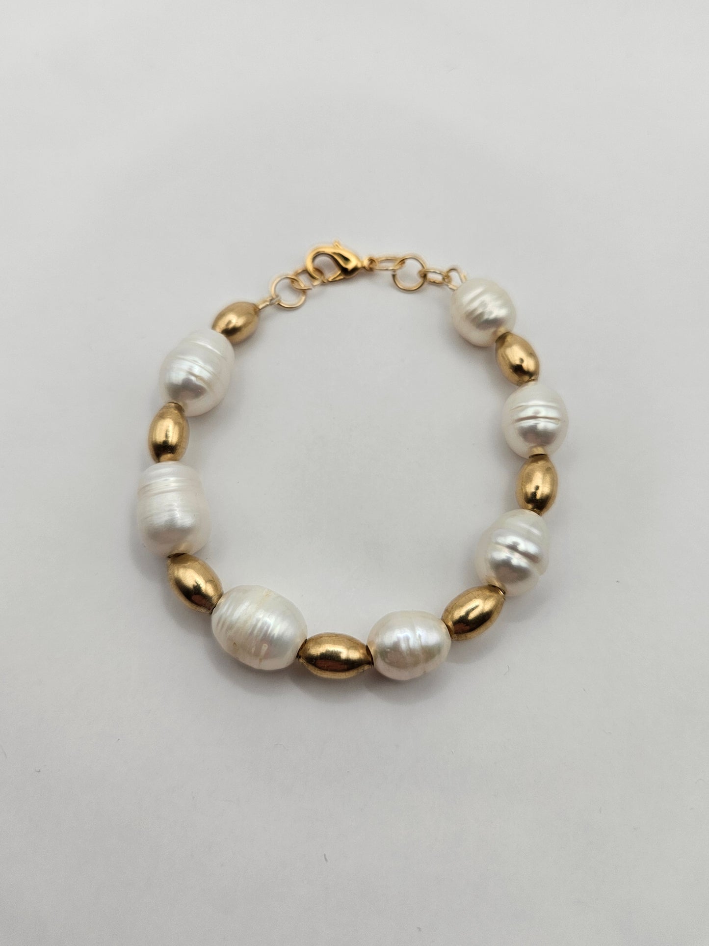 Genuine Baroque Freshwater Pearl Vintage 14k GF Bead 14k GF Clasp Bracelet