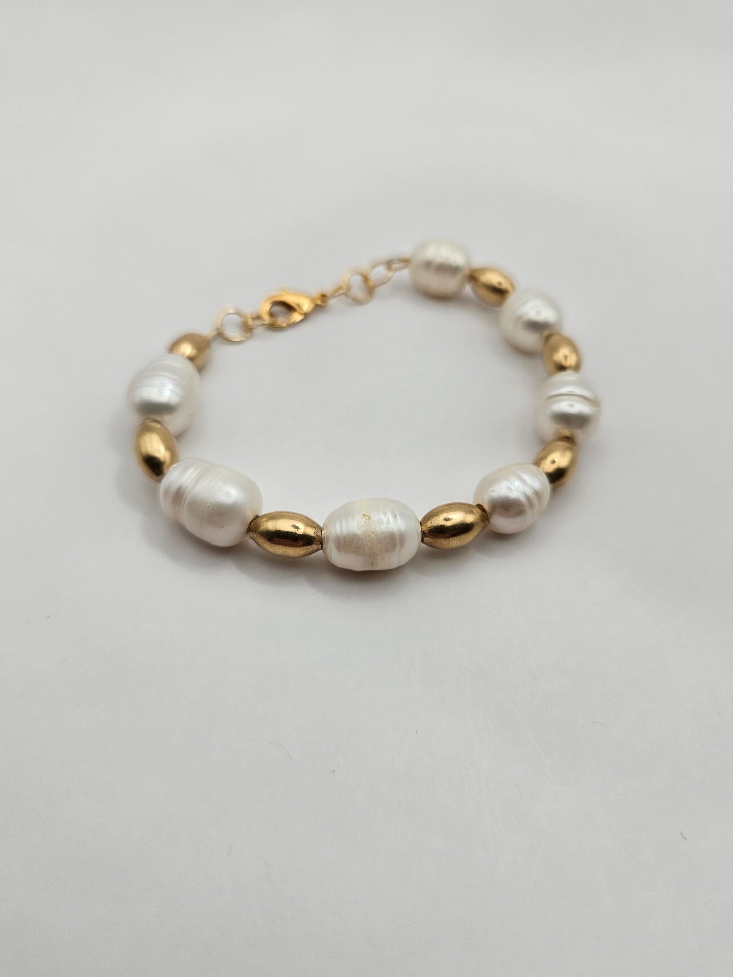 Genuine Baroque Freshwater Pearl Vintage 14k GF Bead 14k GF Clasp Bracelet