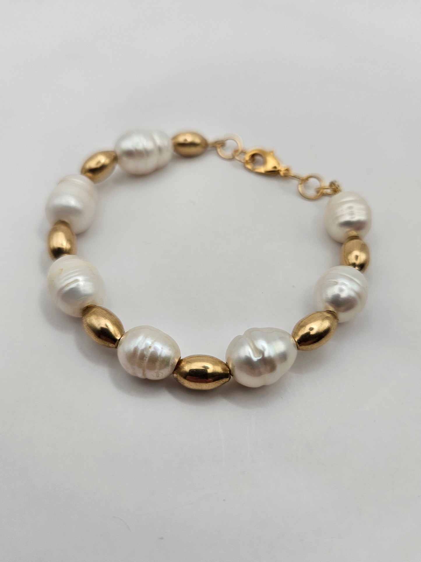 Genuine Baroque Freshwater Pearl Vintage 14k GF Bead 14k GF Clasp Bracelet