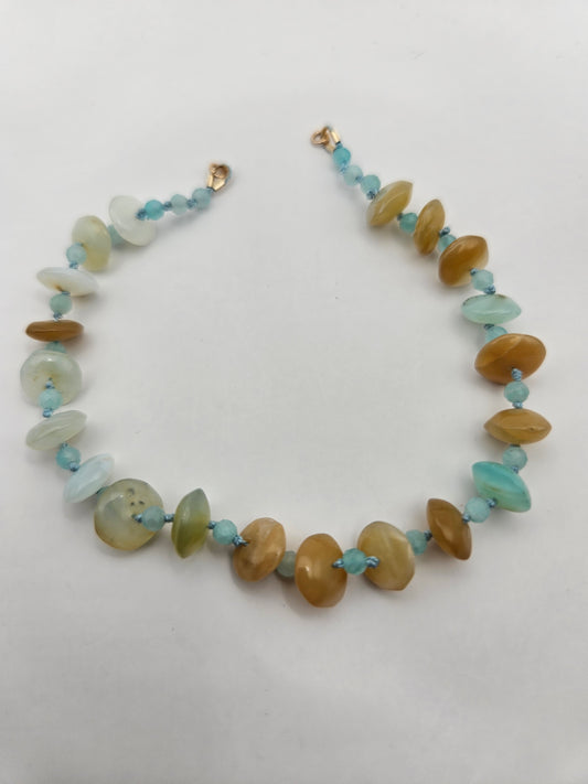 Genuine Peruvian Opal & Amazonite Bead 14k GF Bracelet